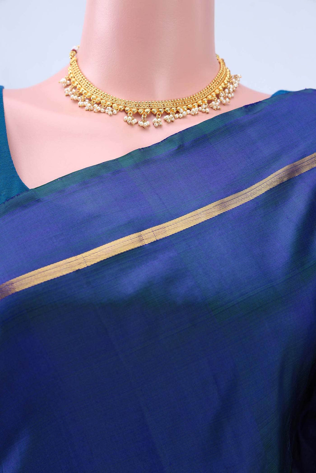 Peacock Blue Kanchipuram Silk Saree