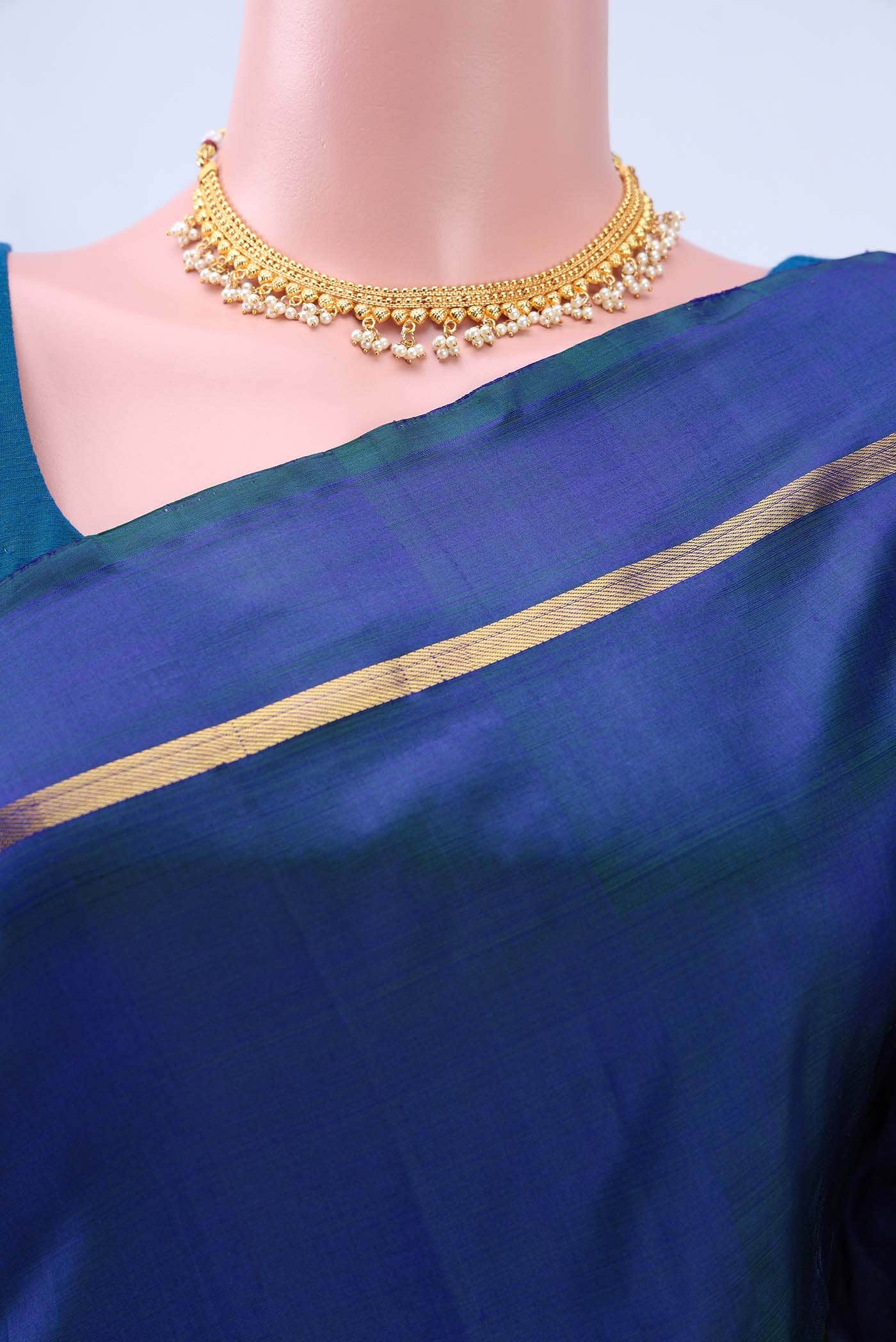 Peacock Blue Kanchipuram Silk Saree