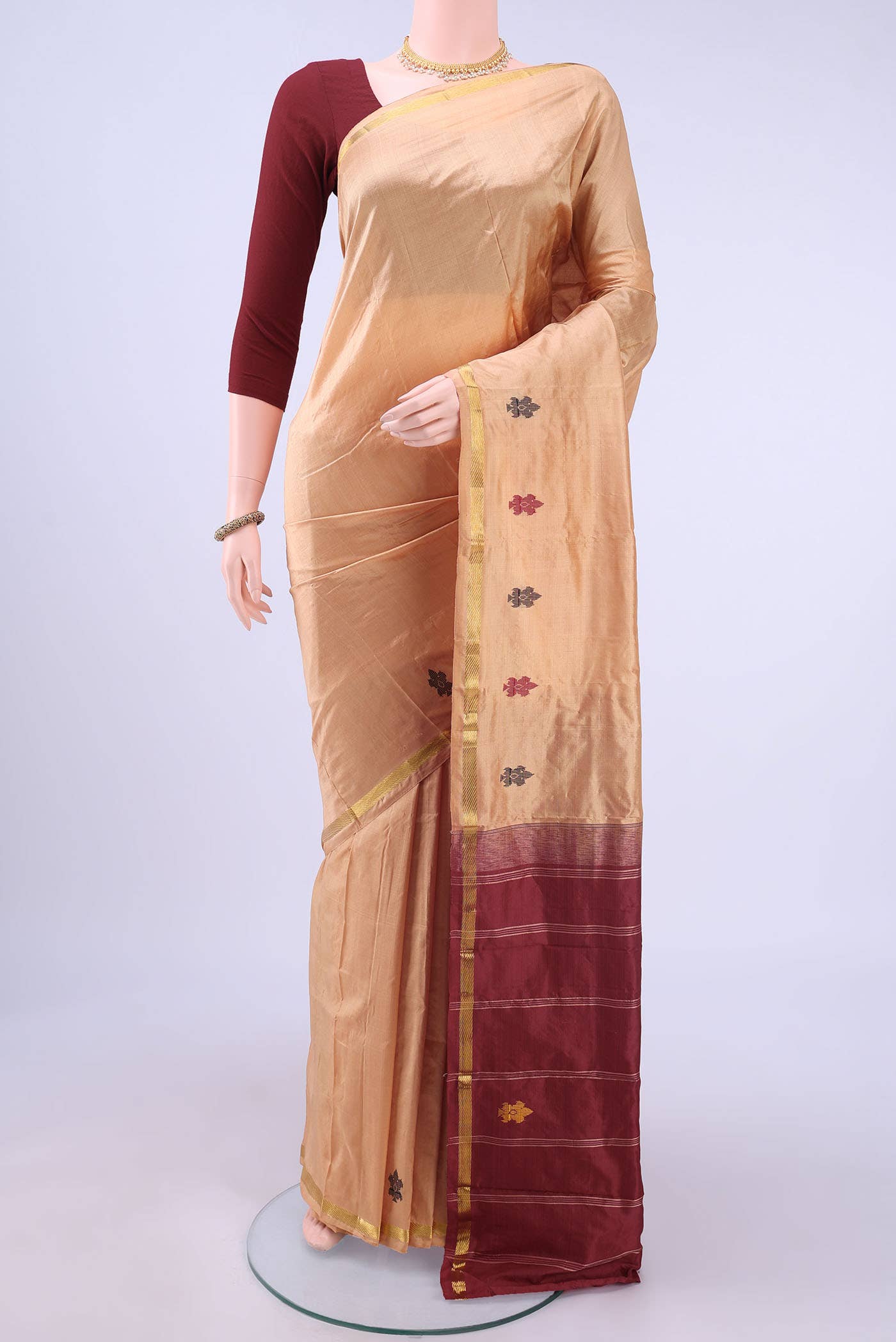 Peach Kanchipuram Saree