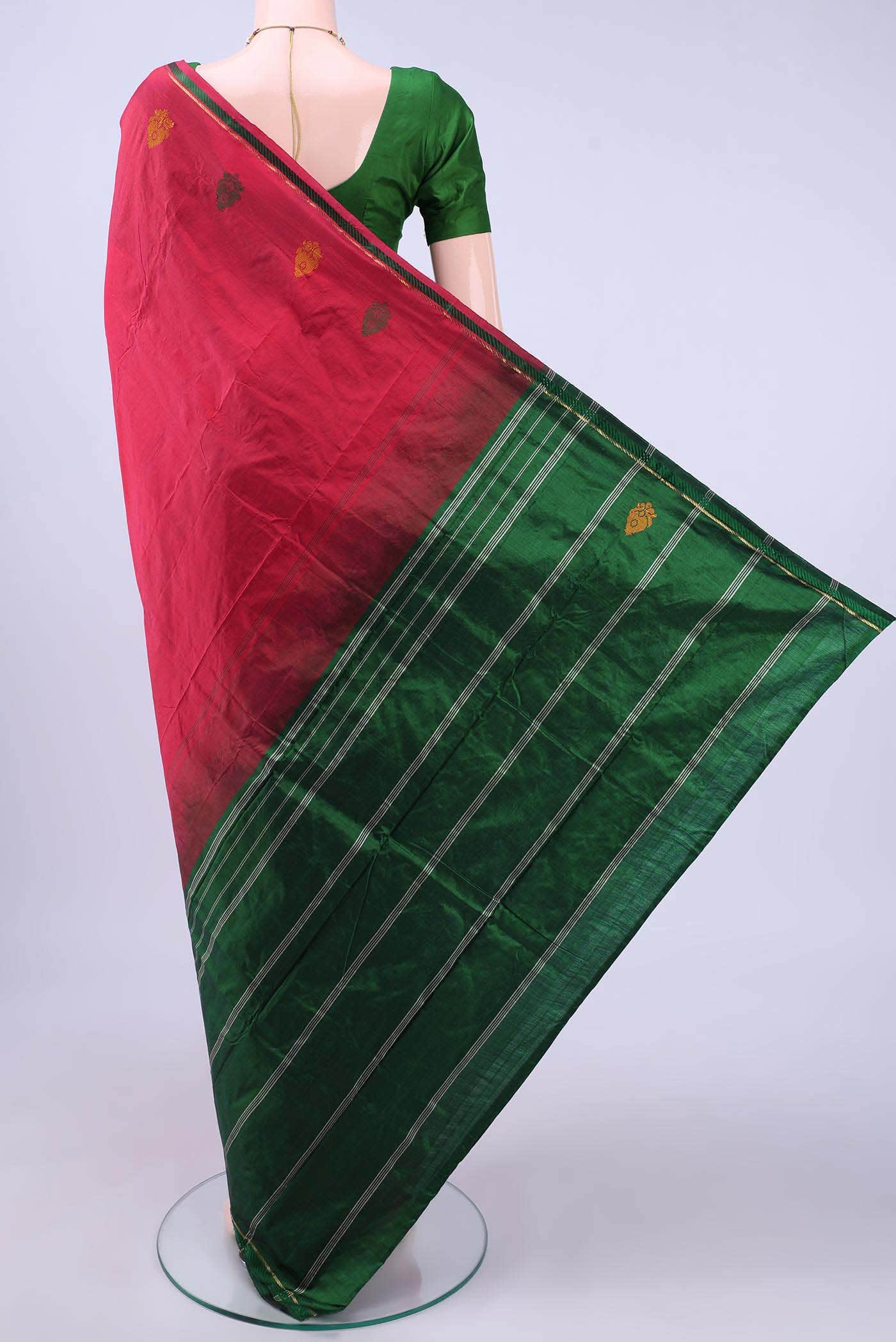Parrot Green Kanchipuram Silk Saree