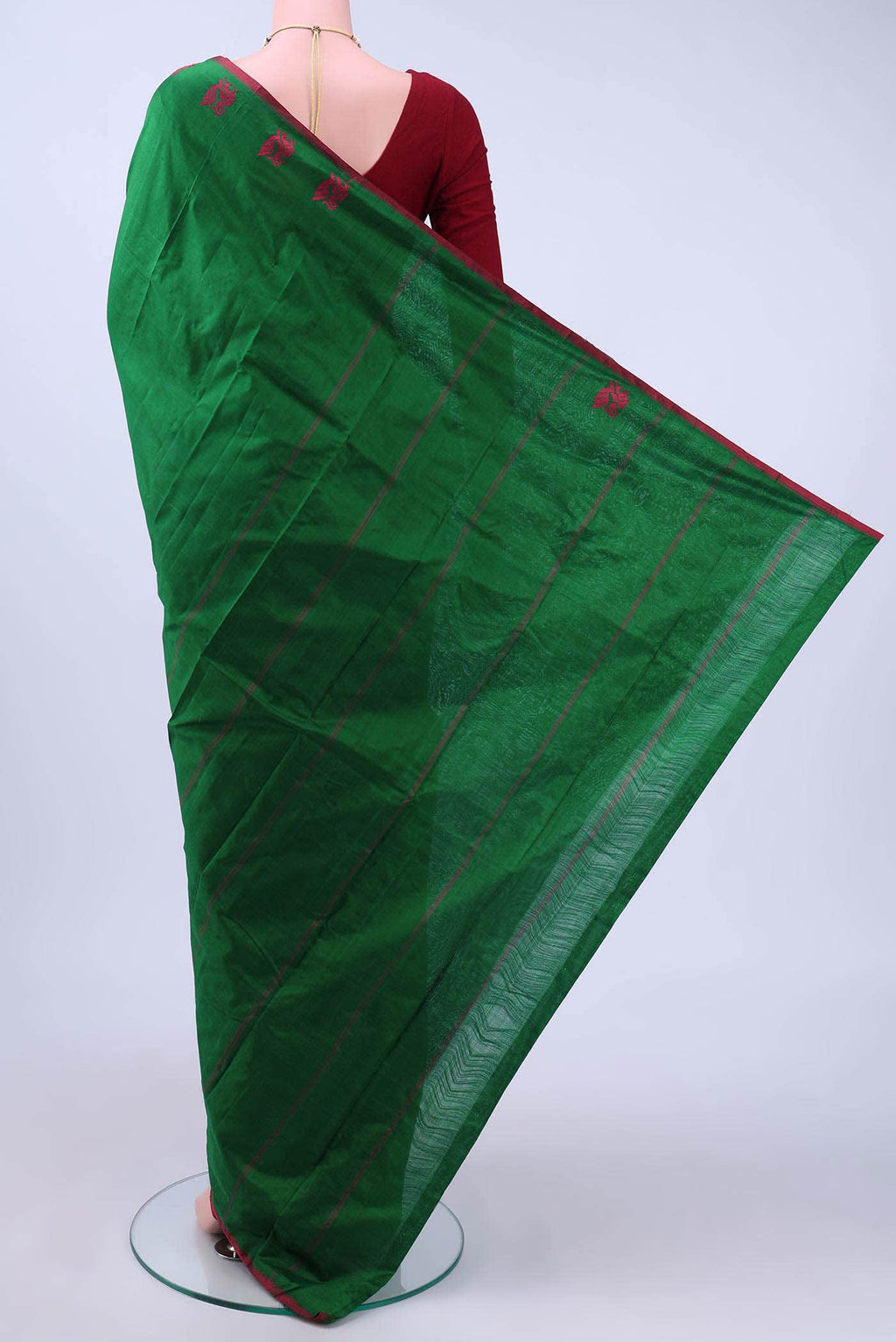 Bottle Green Kanchipuram Silk Saree