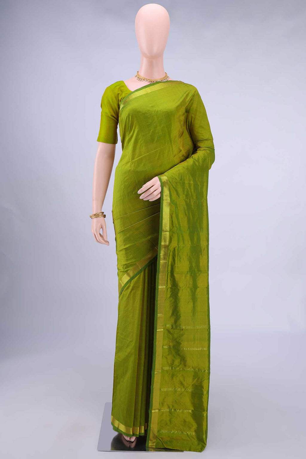 Mehandi Green Dual Tone Kanchipuram Silk Saree