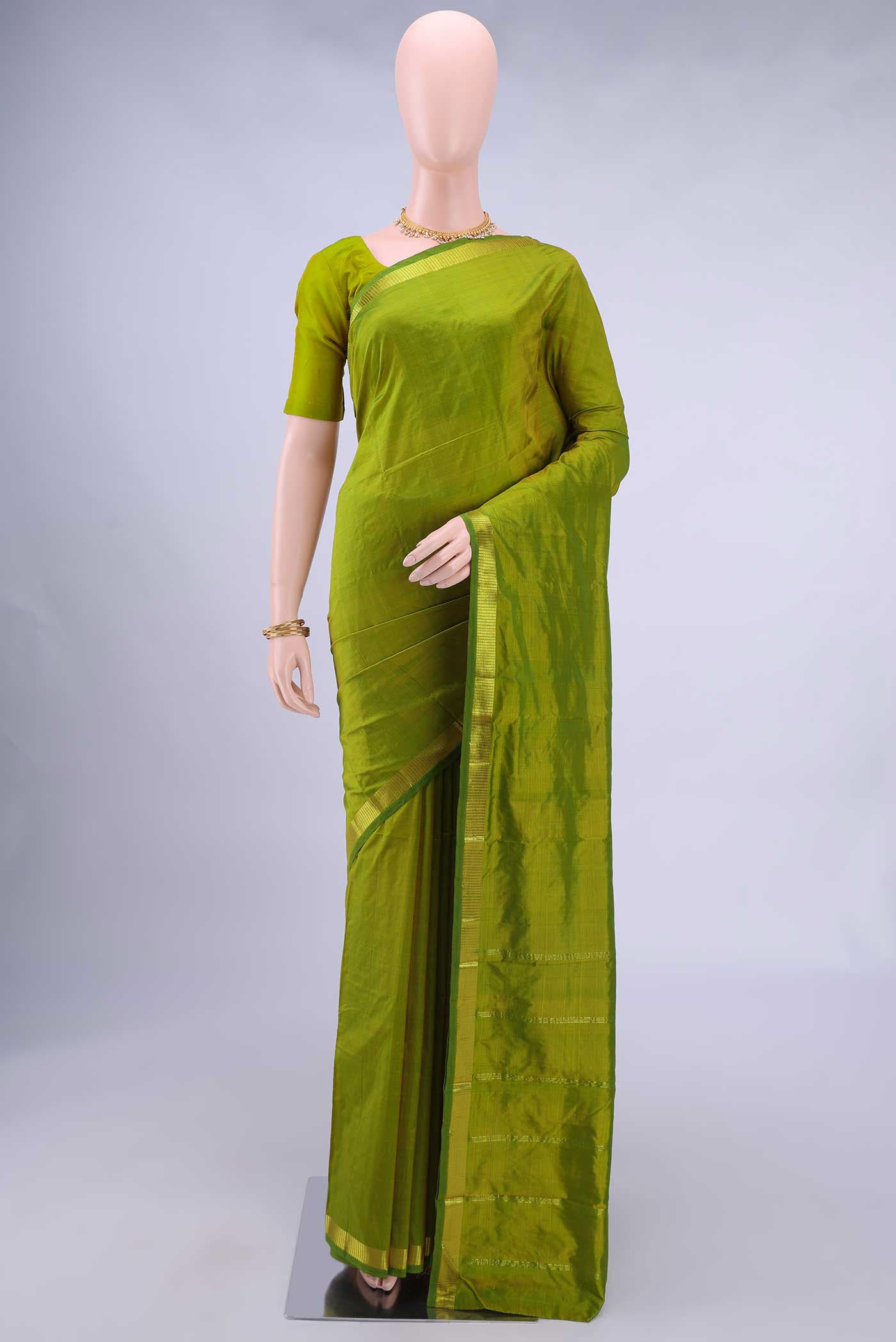 Mehandi Green Dual Tone Kanchipuram Silk Saree
