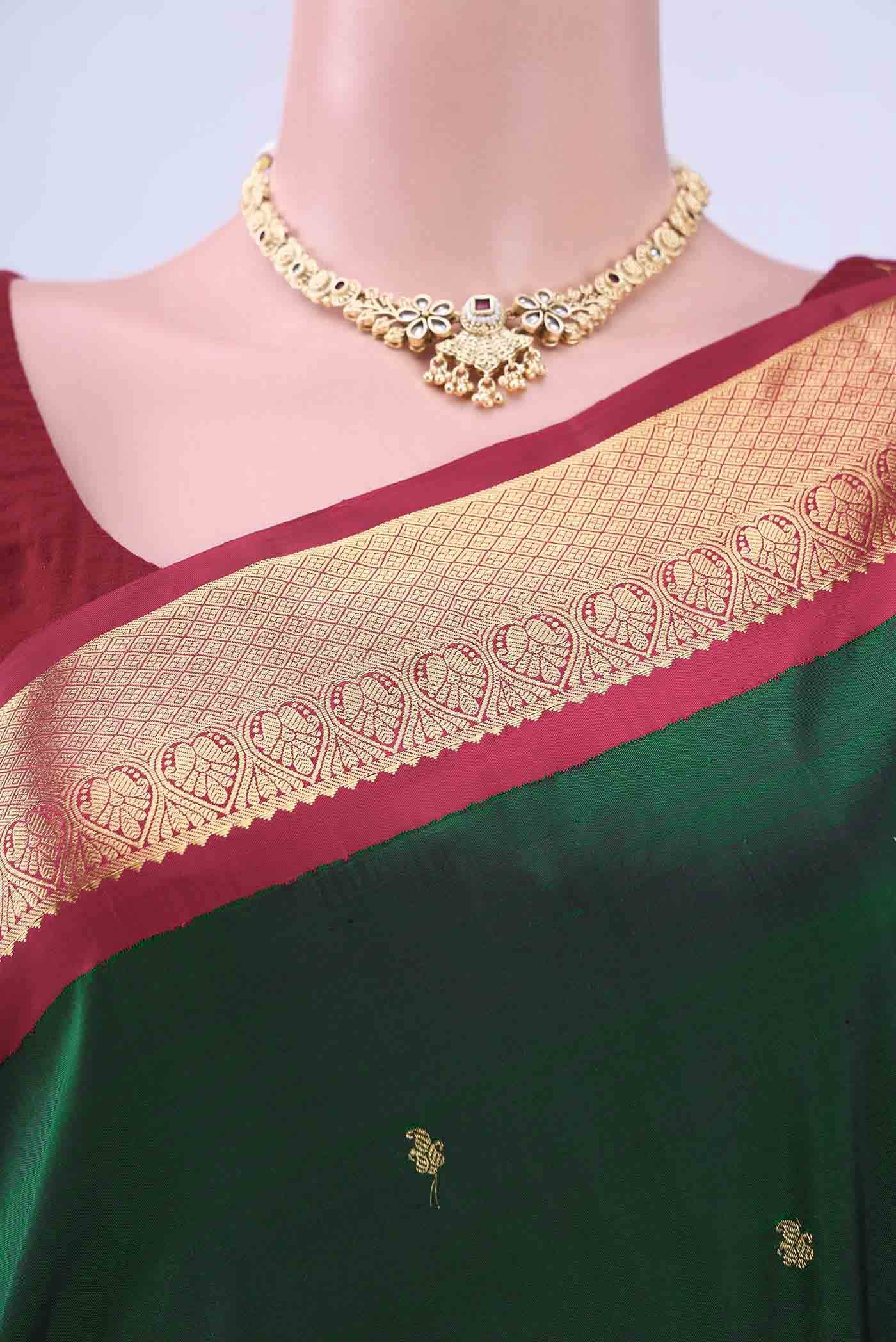 Bottle Green Kanchipuram Saree