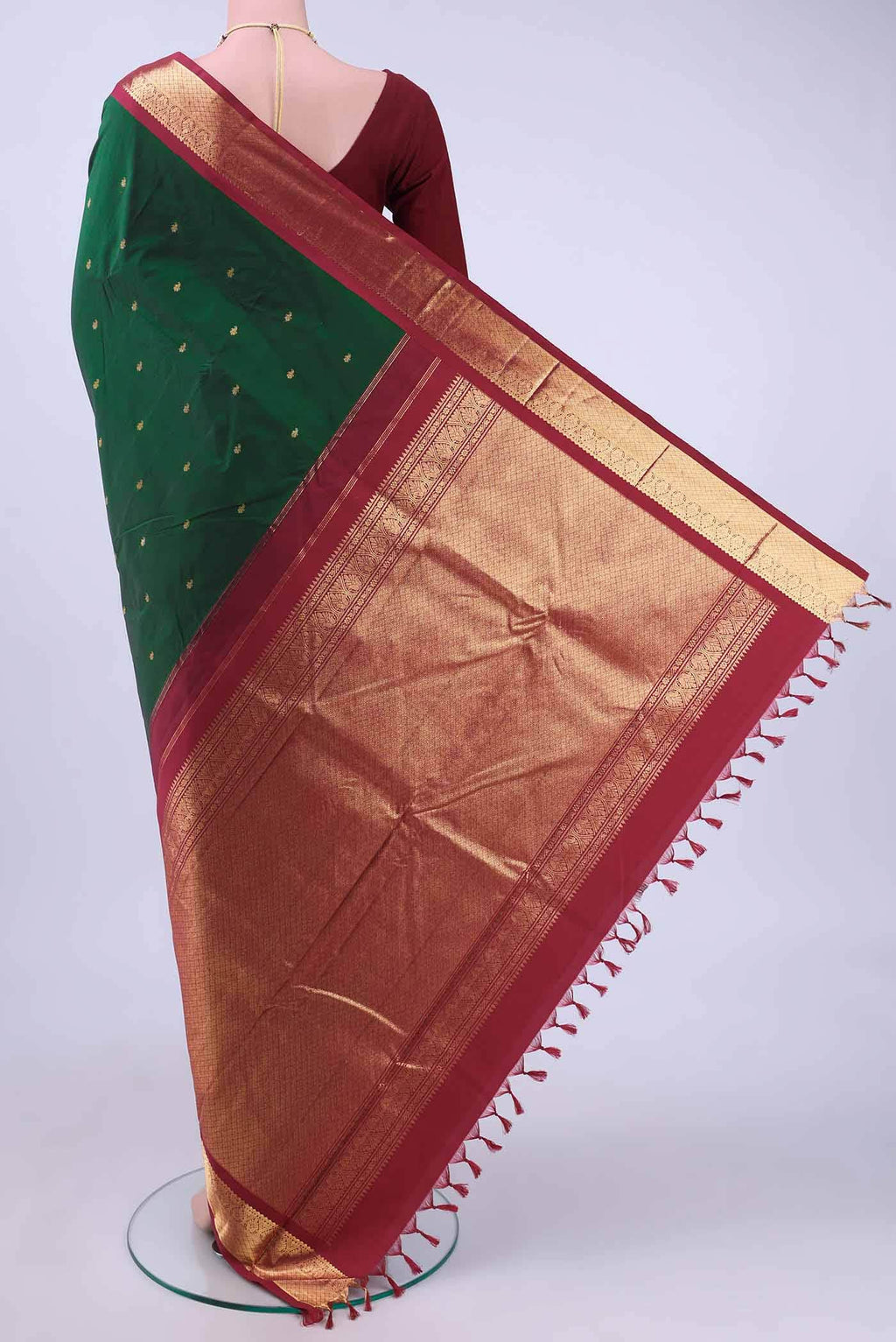 Bottle Green Kanchipuram Saree
