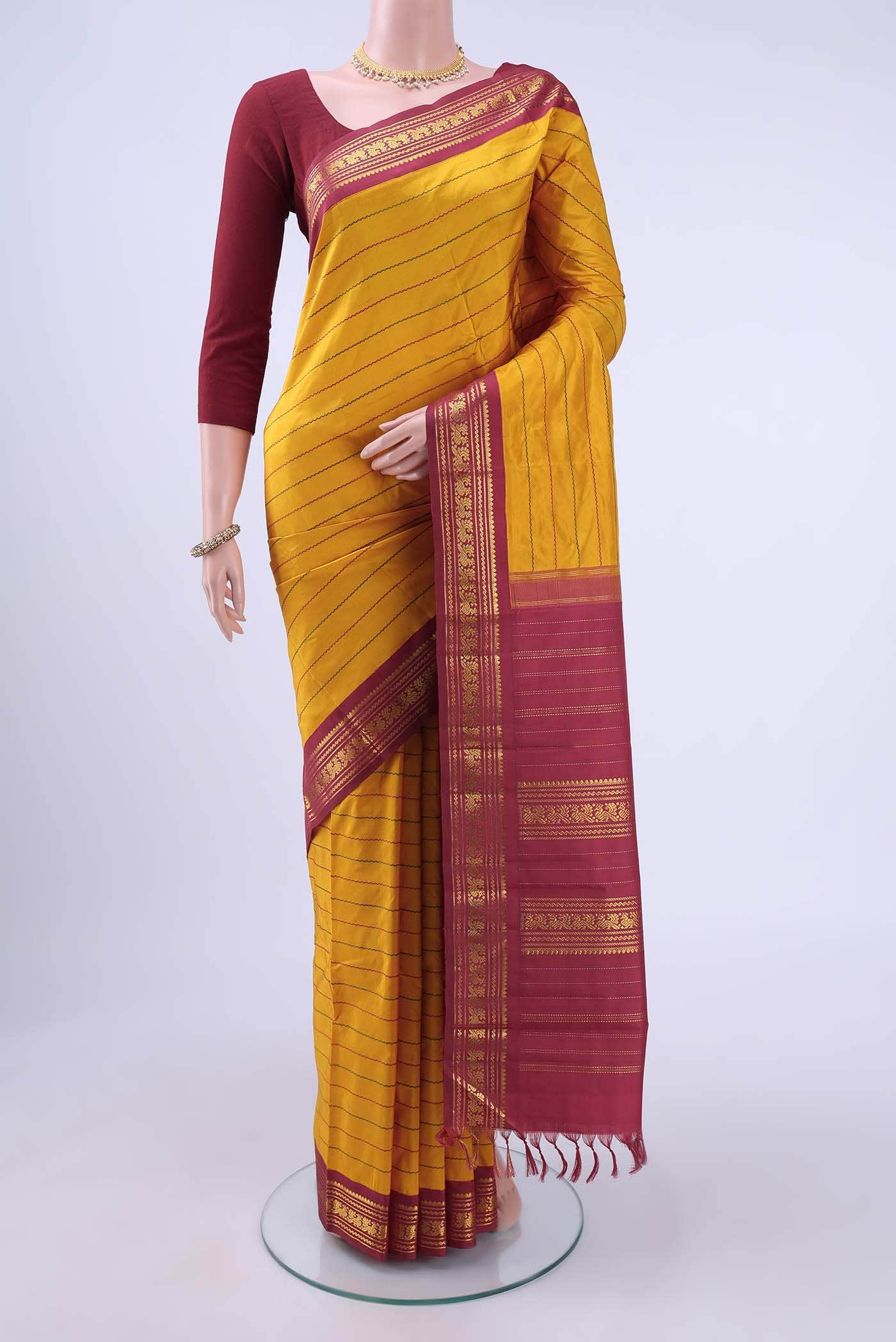 Yellow Kanchipuram Silk Saree