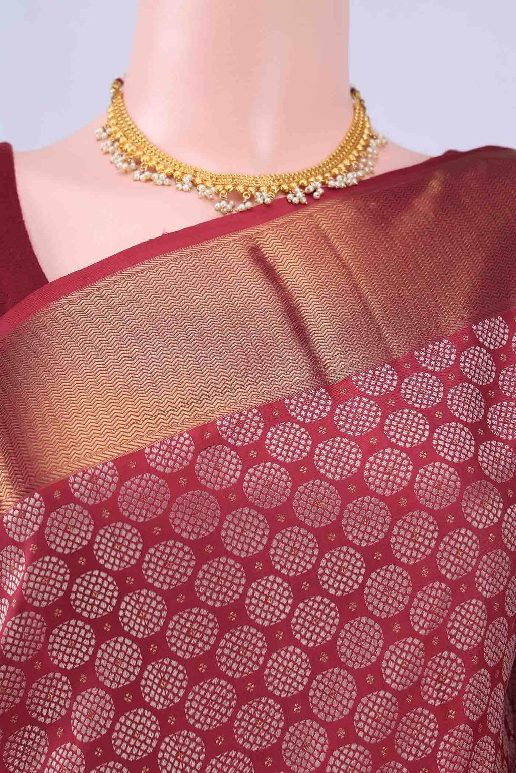 Pure Silk Pure Zari Maroon Kanchipuram Saree