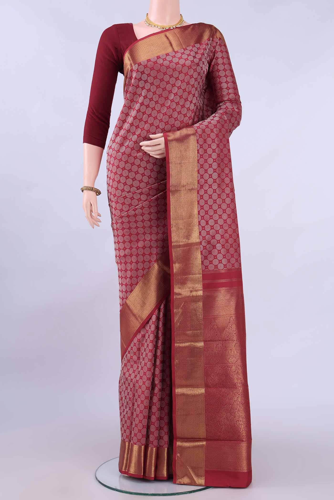 Pure Silk Pure Zari Maroon Kanchipuram Saree