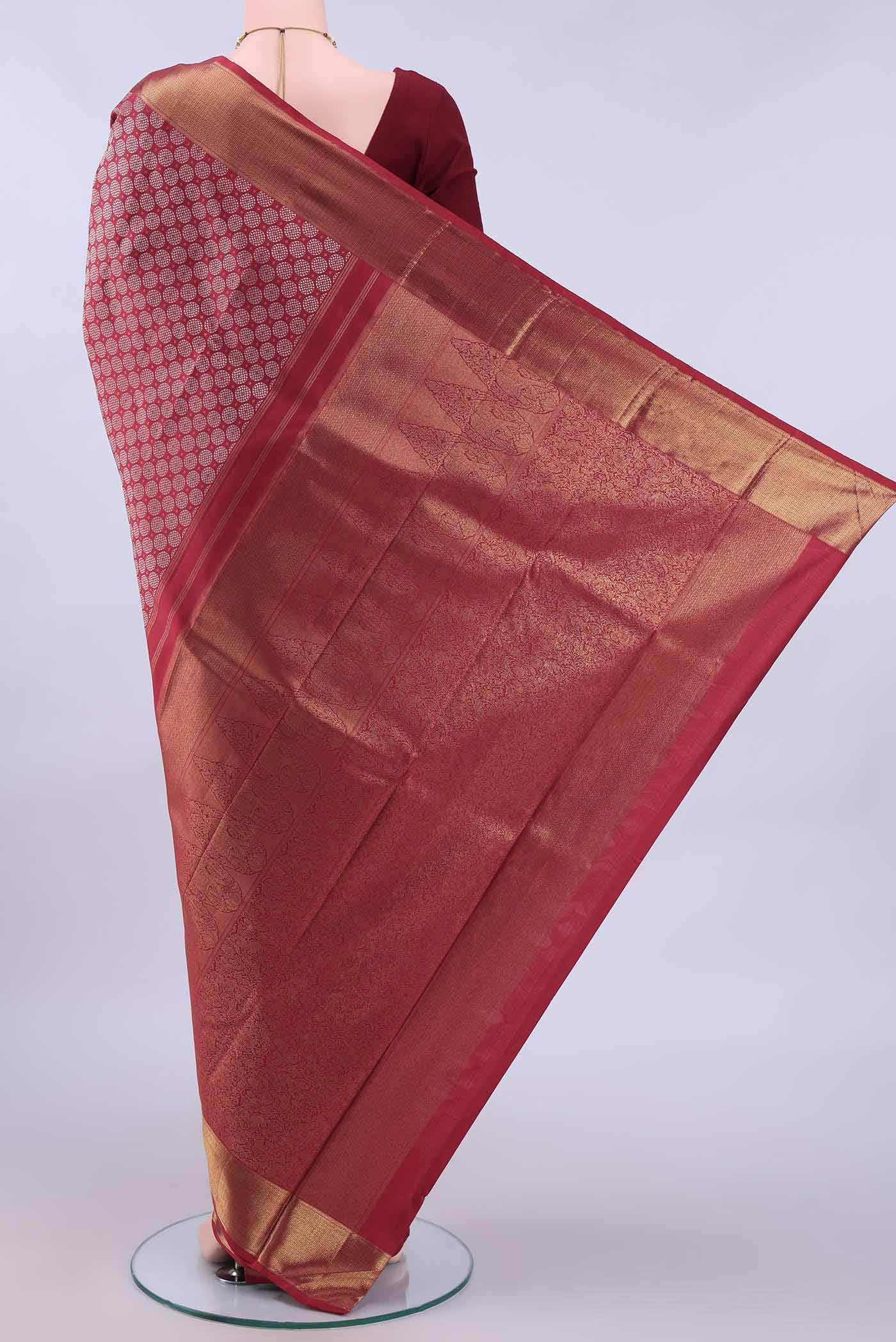Pure Silk Pure Zari Maroon Kanchipuram Saree