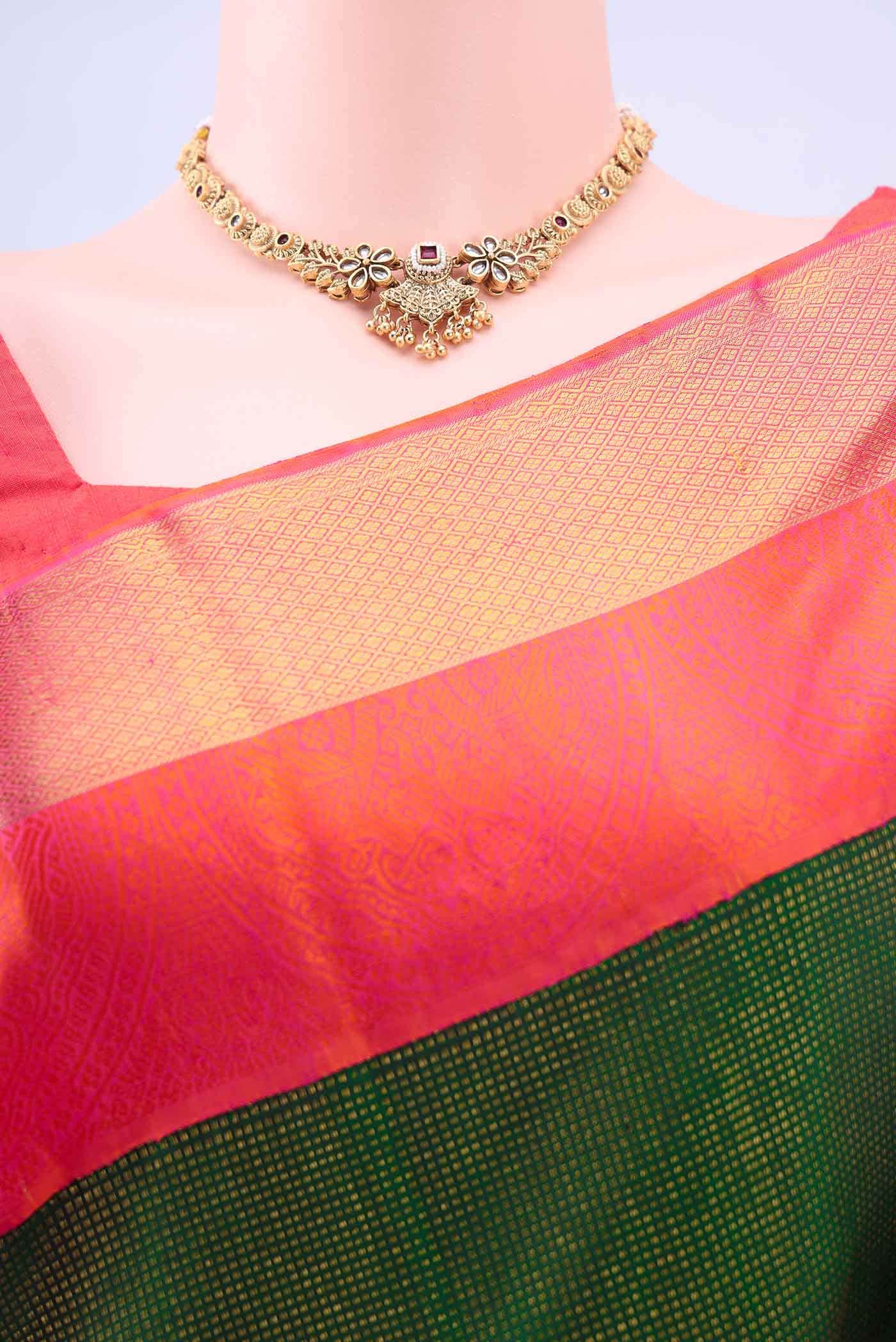 Bottle Green Dual Tone Kanchipuram Silk Saree