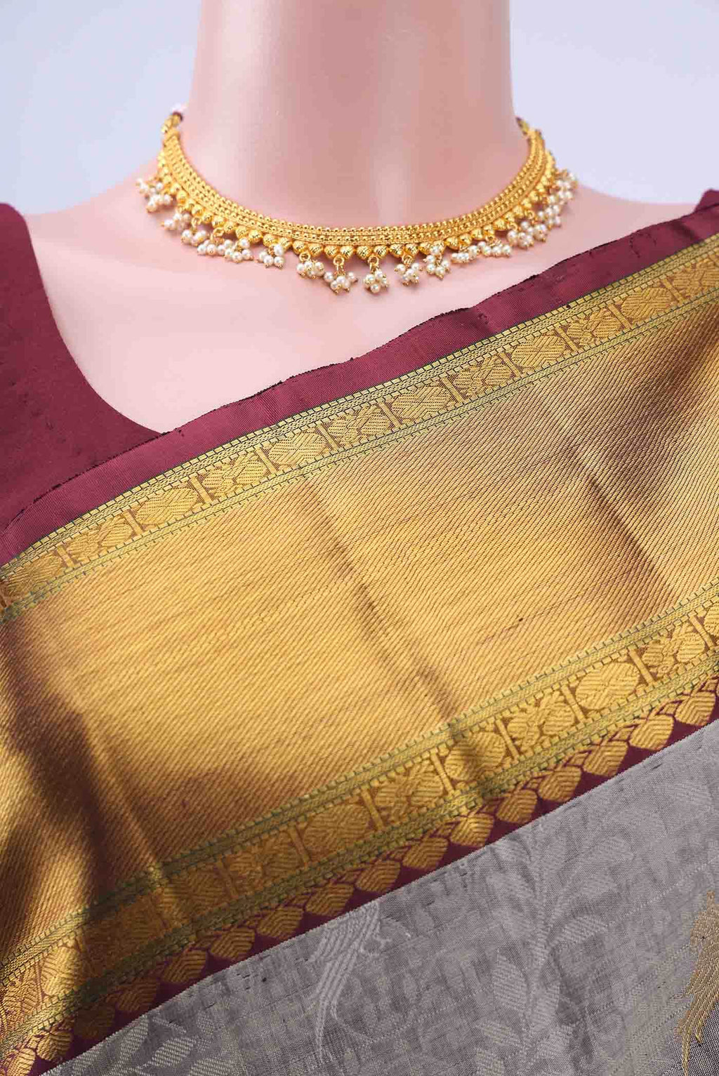Grey Kanchipuram Silk Saree