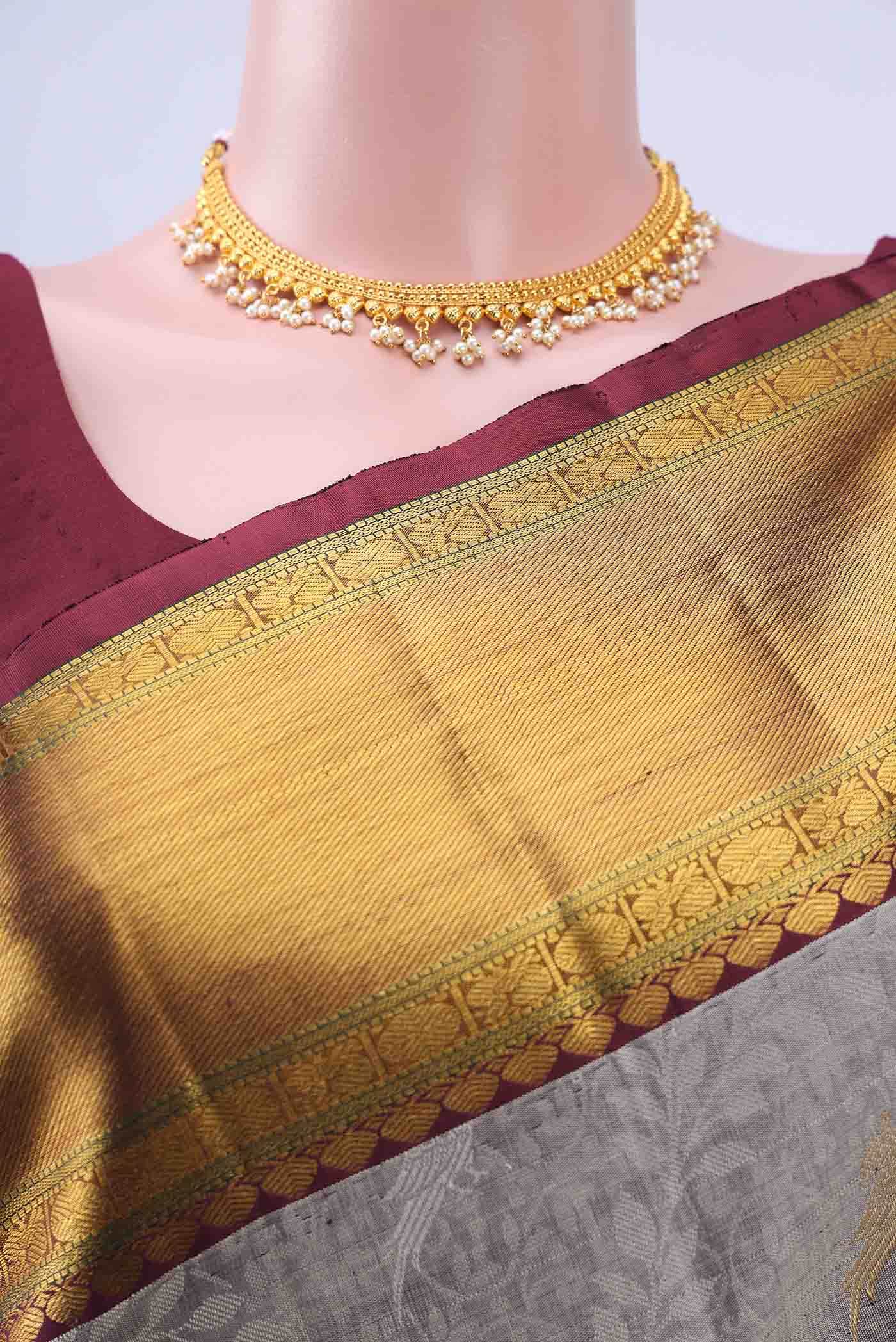 Grey Kanchipuram Silk Saree