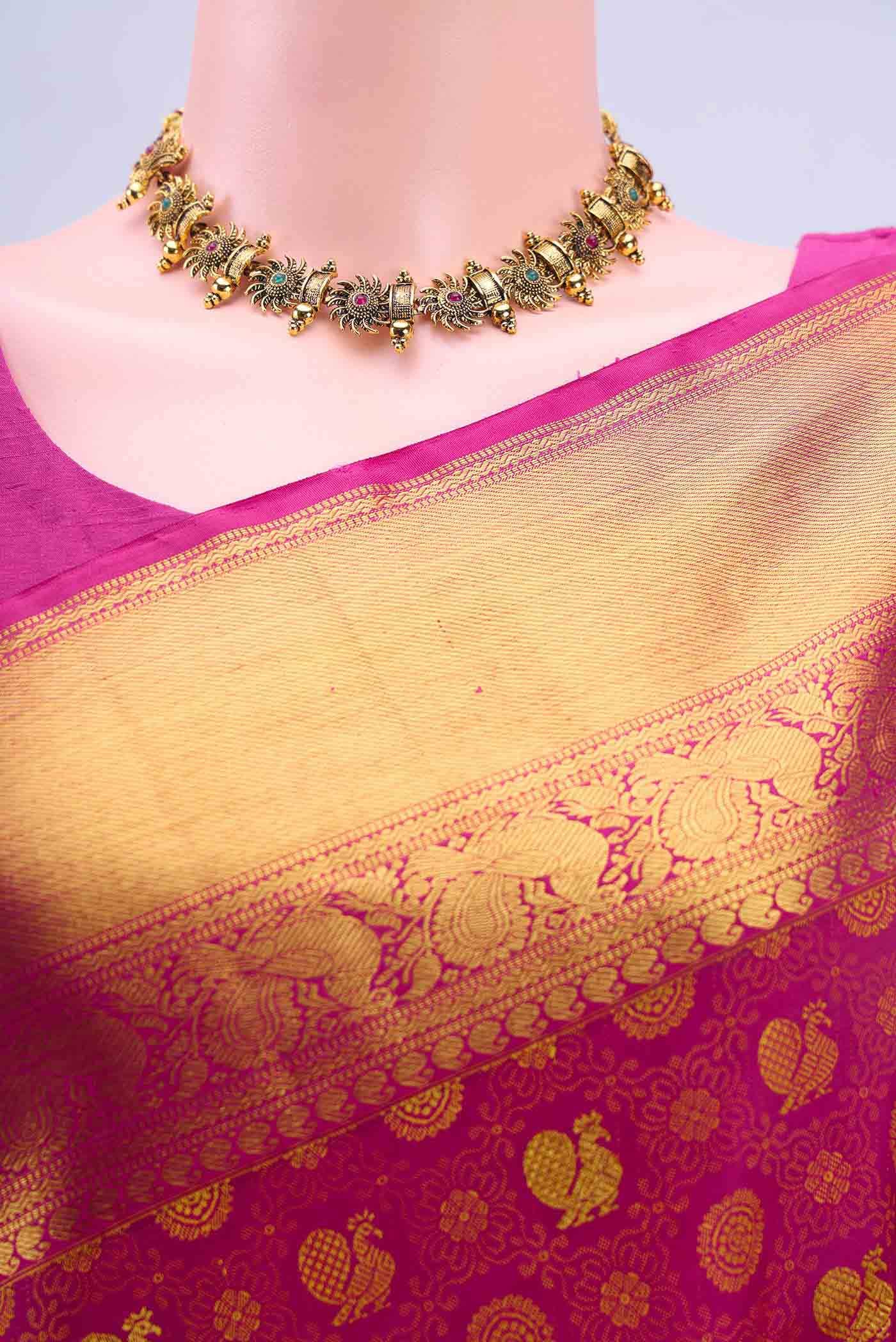 Dark Pink Kanchipuram Silk Saree