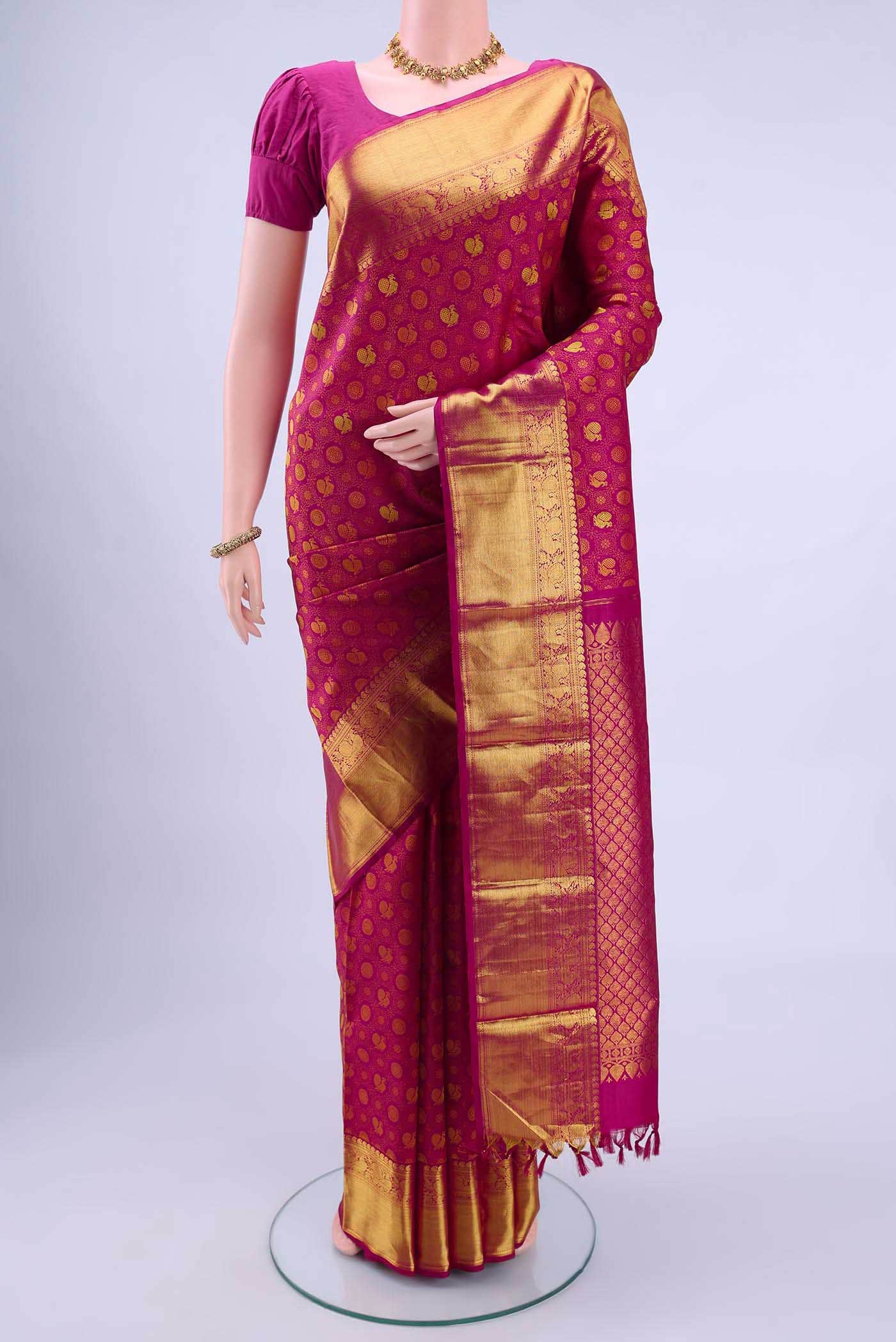Dark Pink Kanchipuram Silk Saree