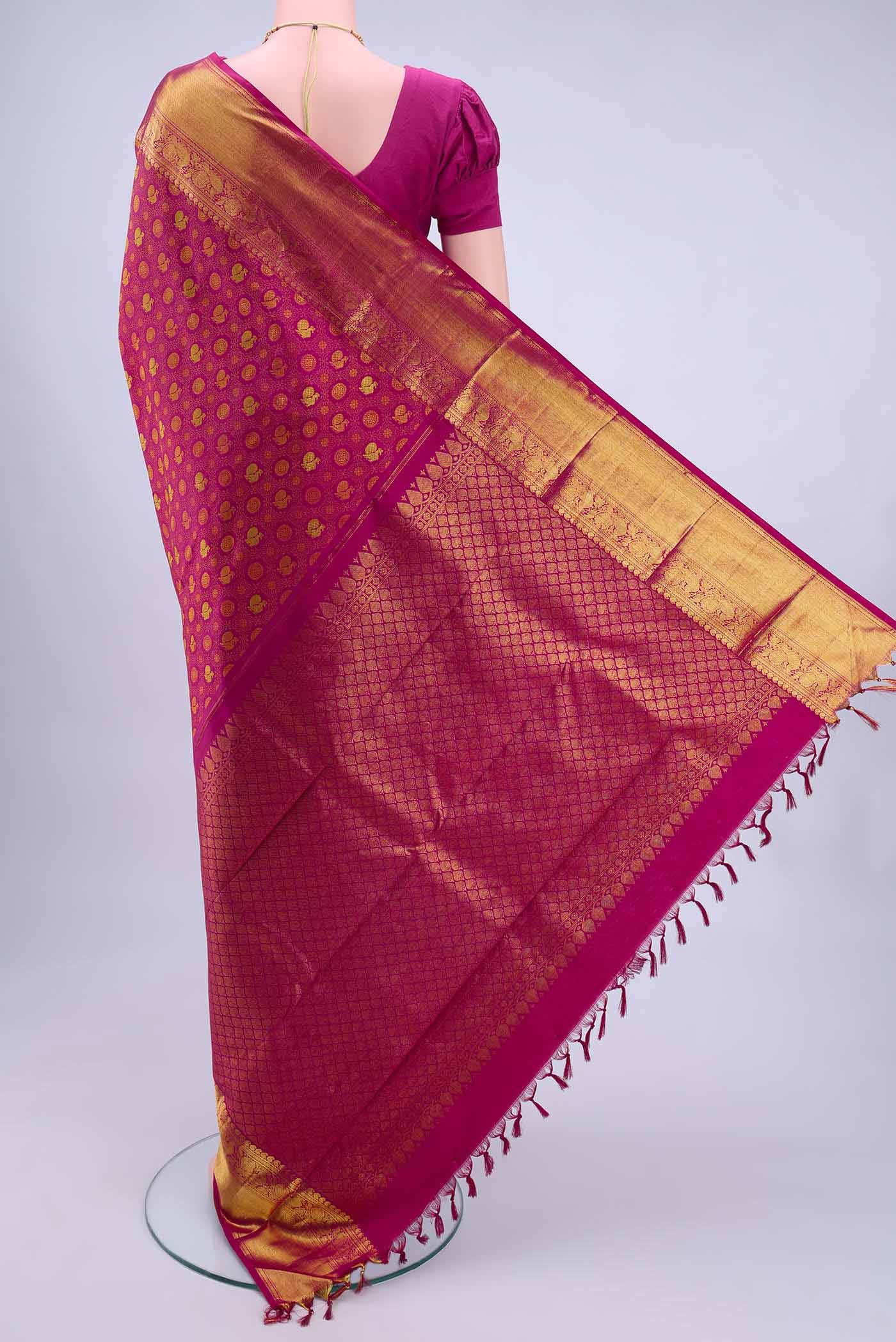 Dark Pink Kanchipuram Silk Saree