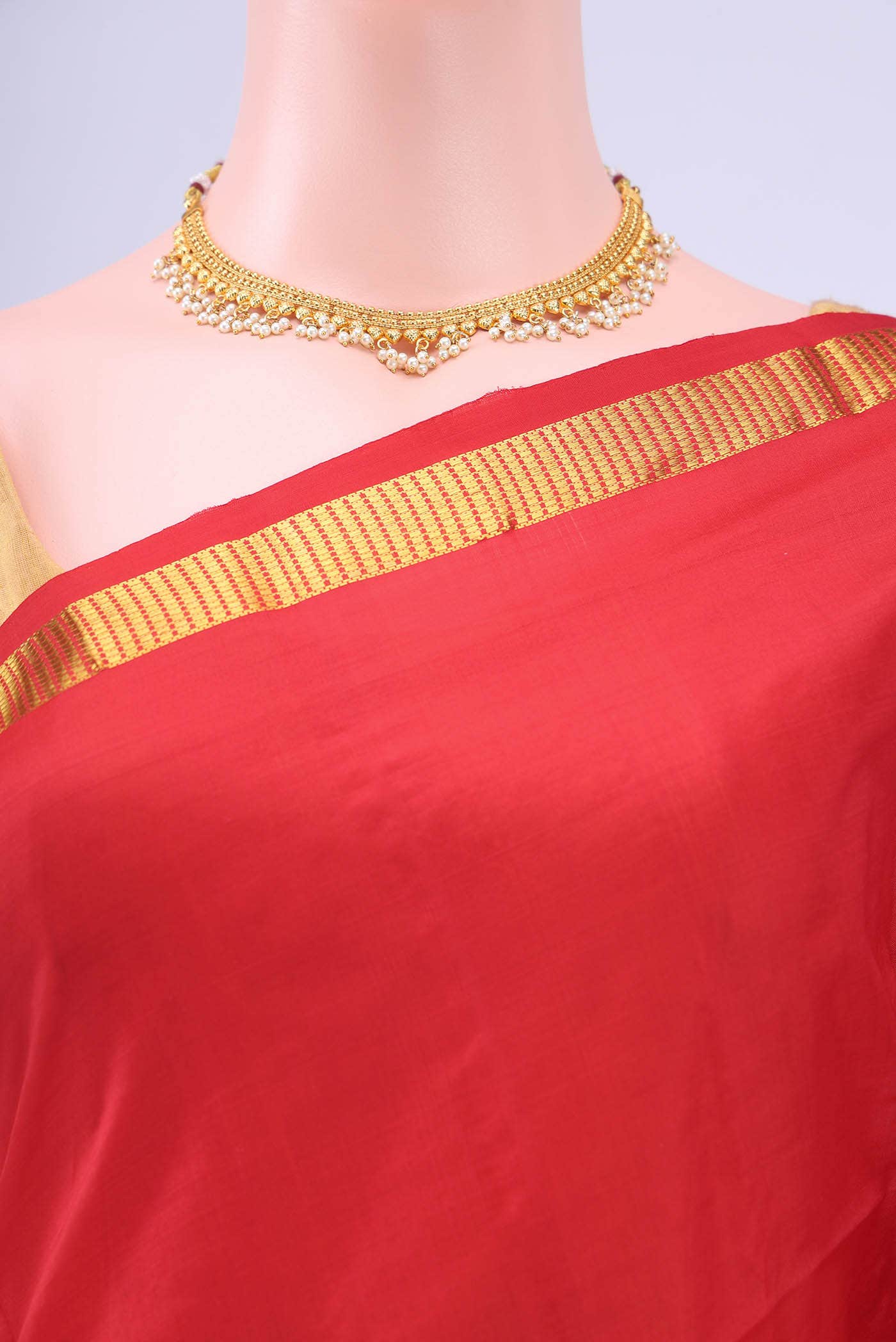 Deep Red Kanchipuram Silk Saree