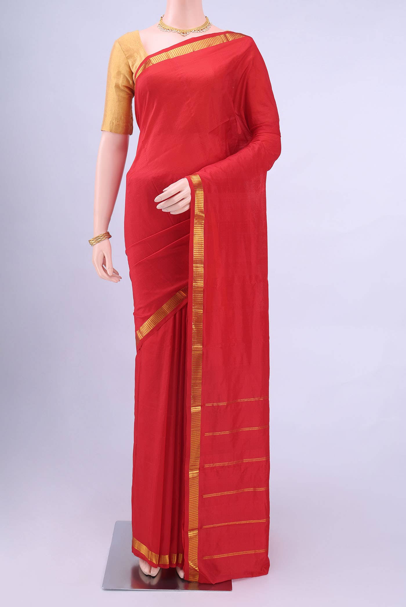 Deep Red Kanchipuram Silk Saree