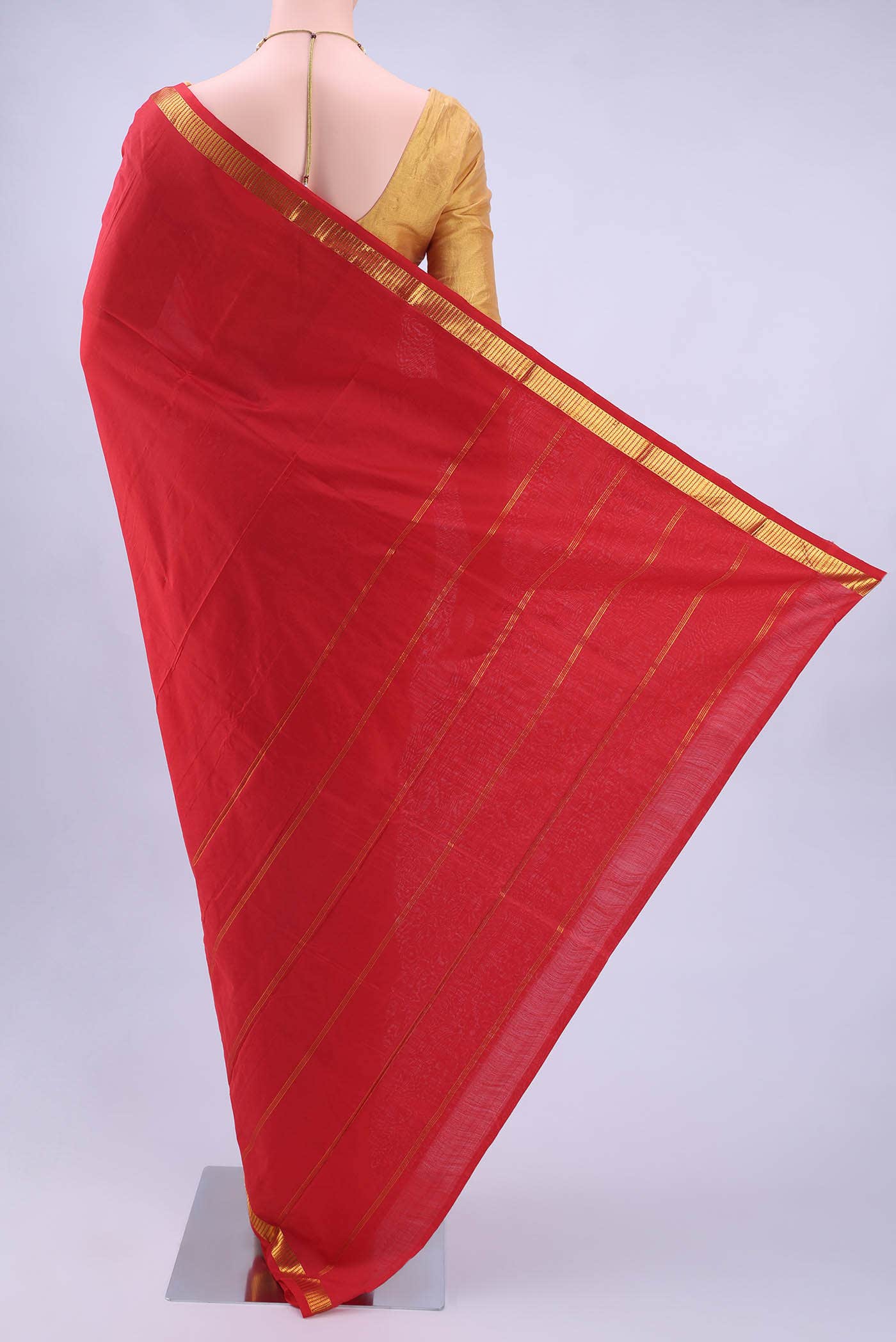 Deep Red Kanchipuram Silk Saree