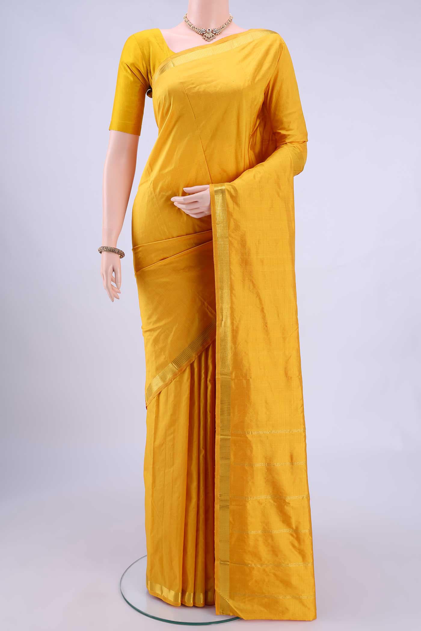 Pure Silk Pure Zari Mustard Kanchipuram Saree