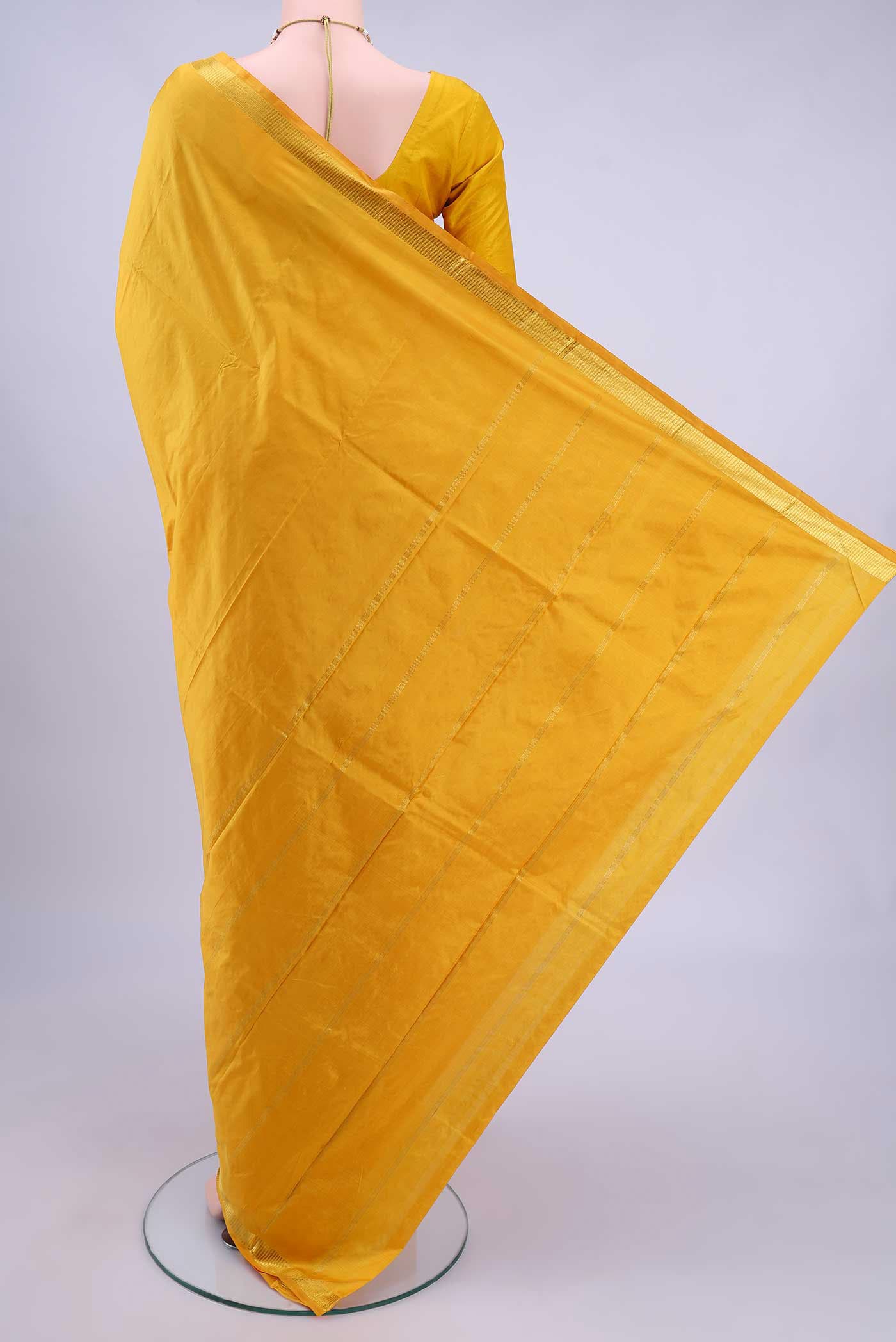 Pure Silk Pure Zari Mustard Kanchipuram Saree