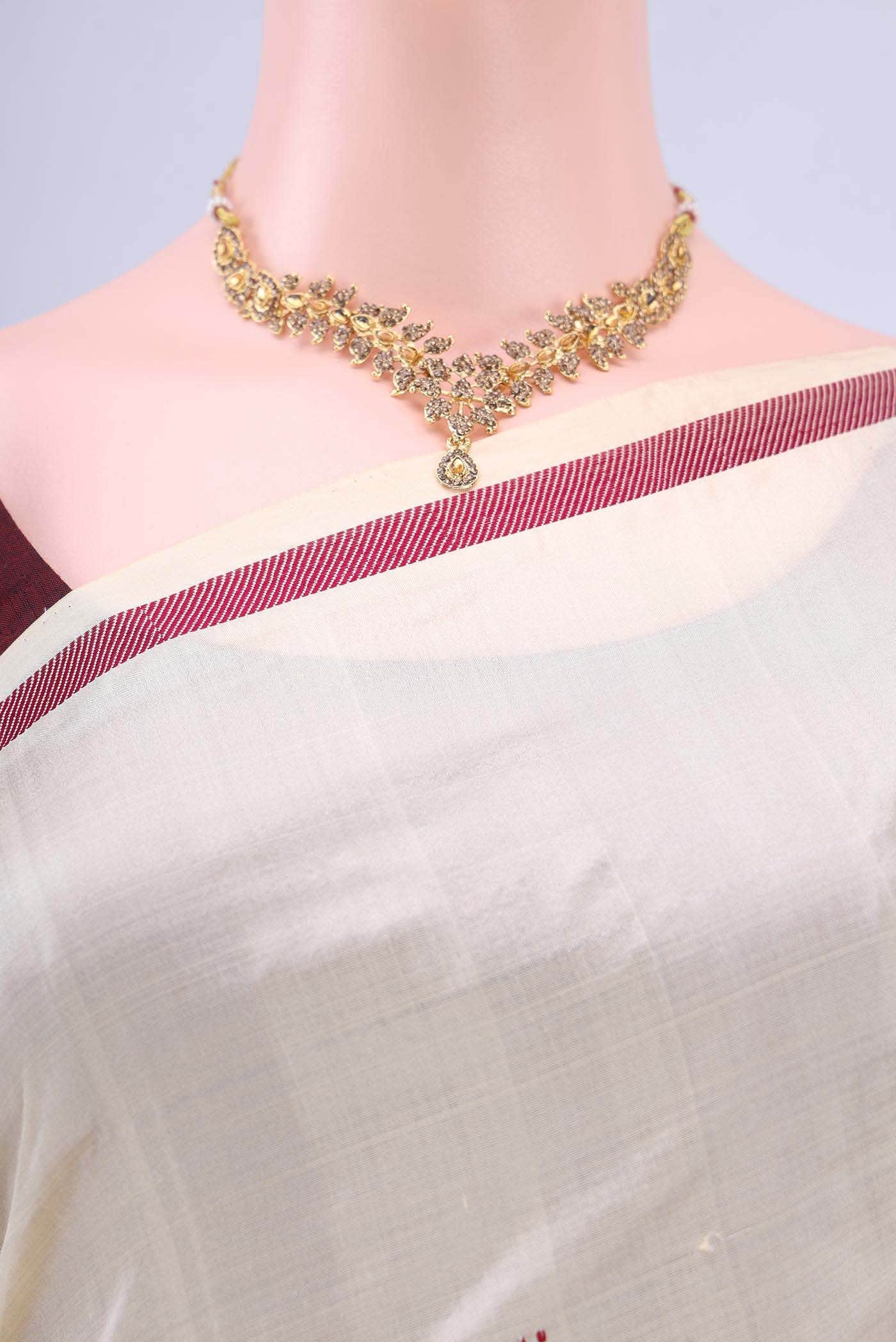 Off White Kanchipuram Silk Saree