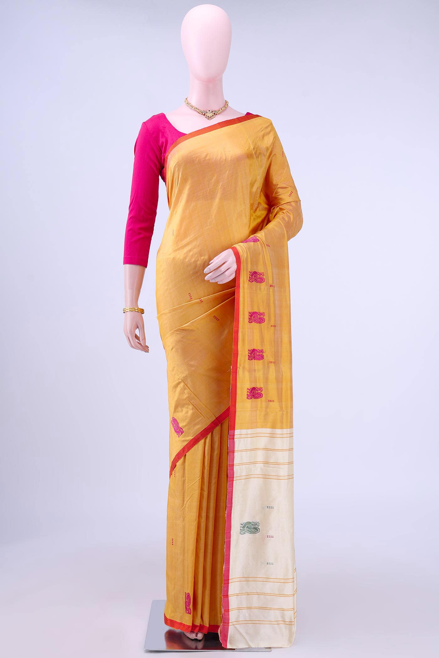 Golden Kanchipuram Silk Saree