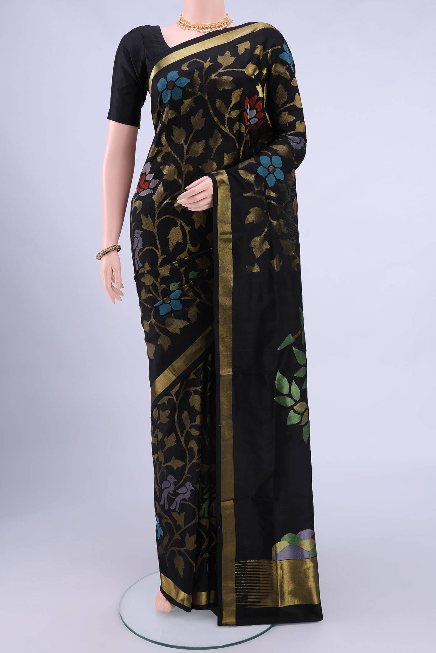 Pure Silk Pure Zari Black Uppada Saree