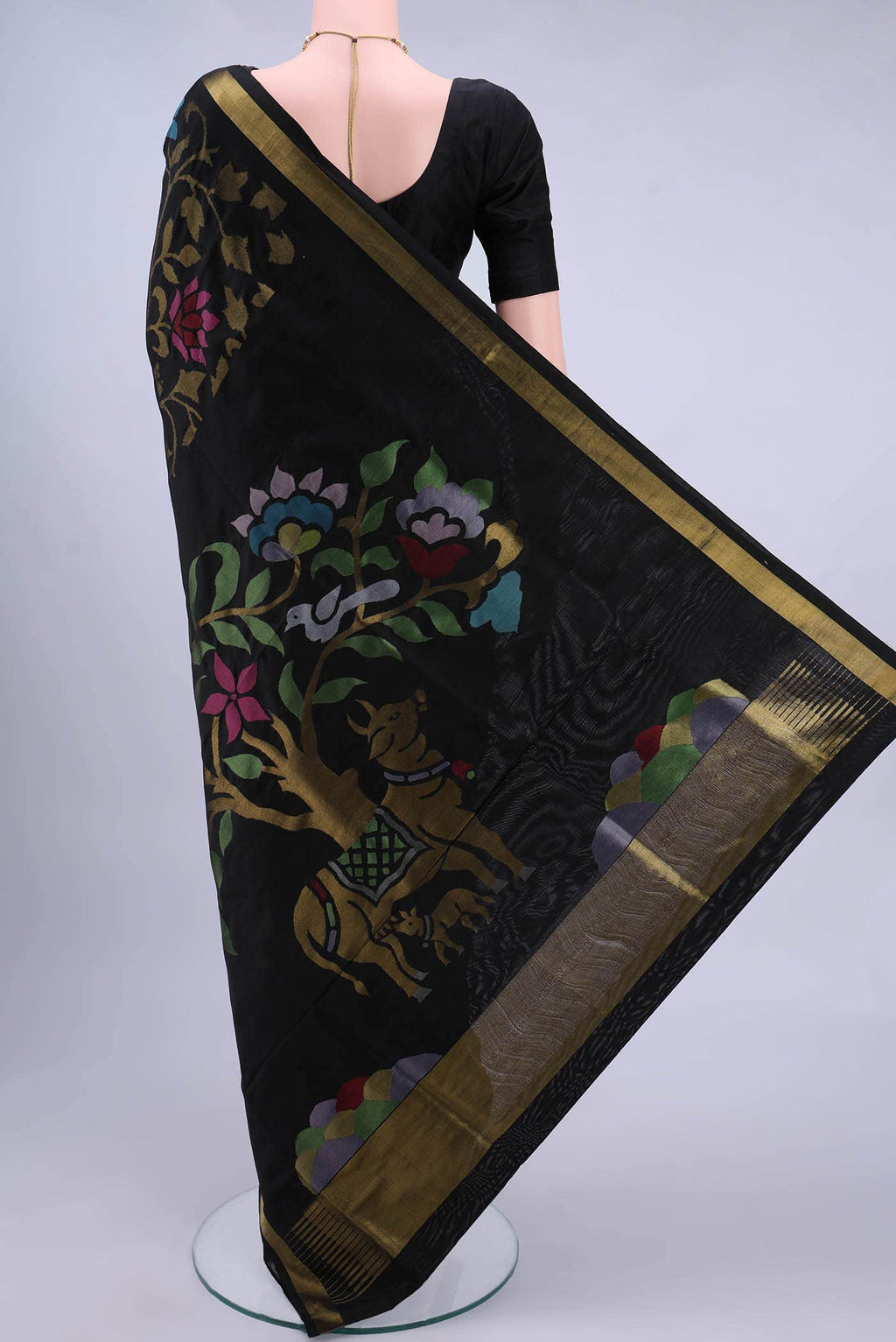 Pure Silk Pure Zari Black Uppada Saree