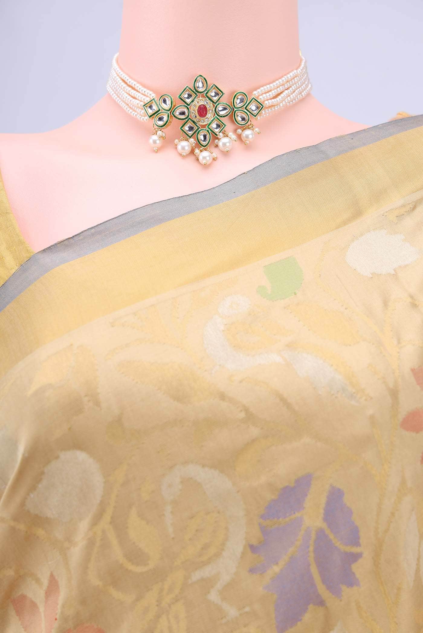 Pure Silk Pure Zari Beige Uppada Saree