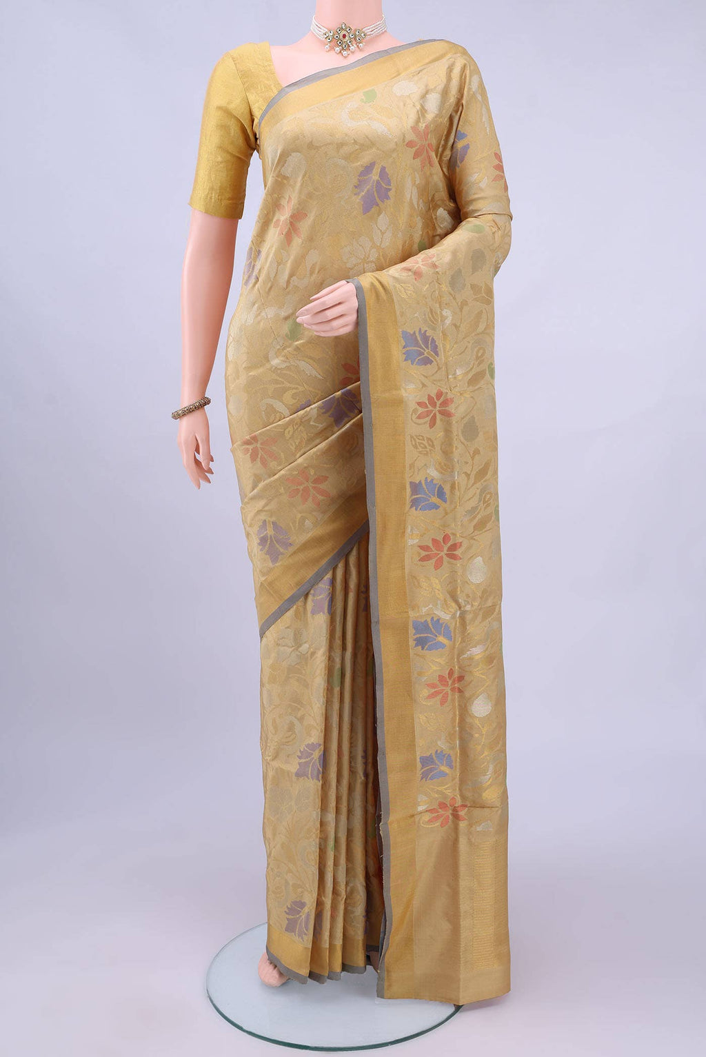 Pure Silk Pure Zari Beige Uppada Saree