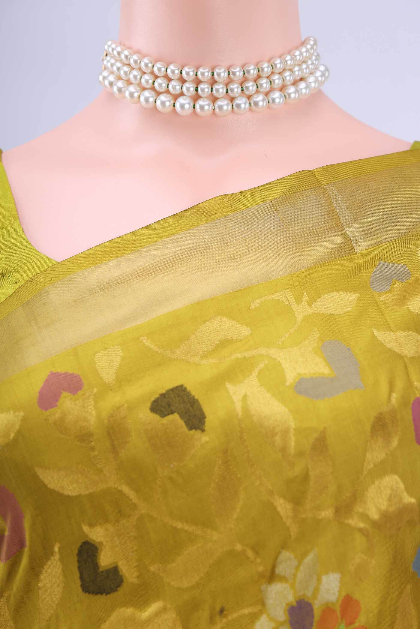 Pure Silk Pure Zari Mustard Uppada Saree