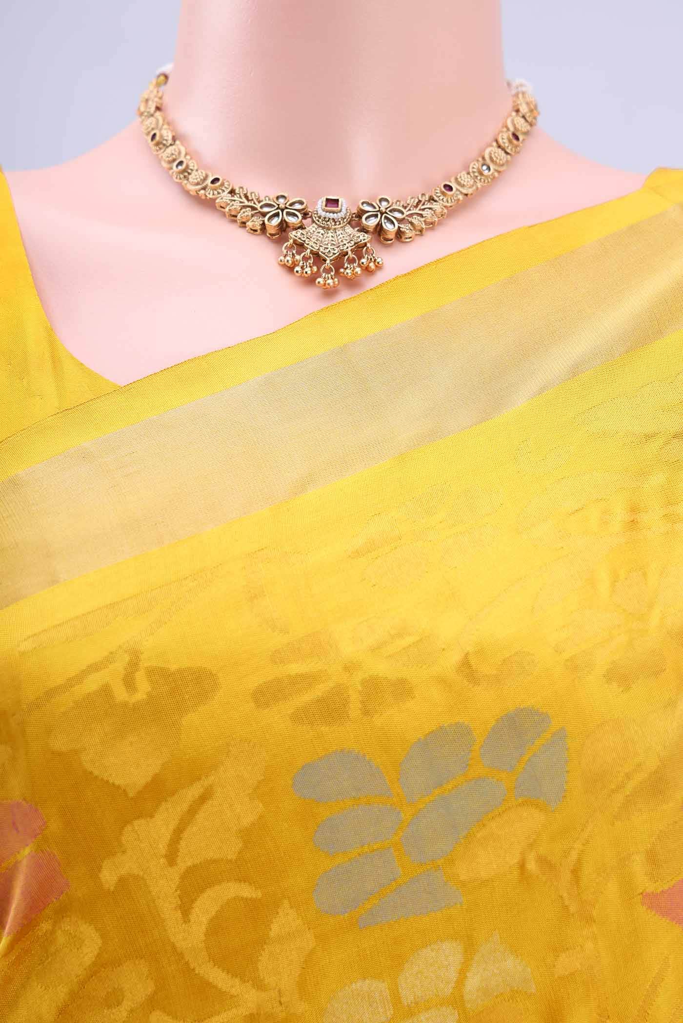 Pure Silk Pure Zari Yellow Uppada Saree