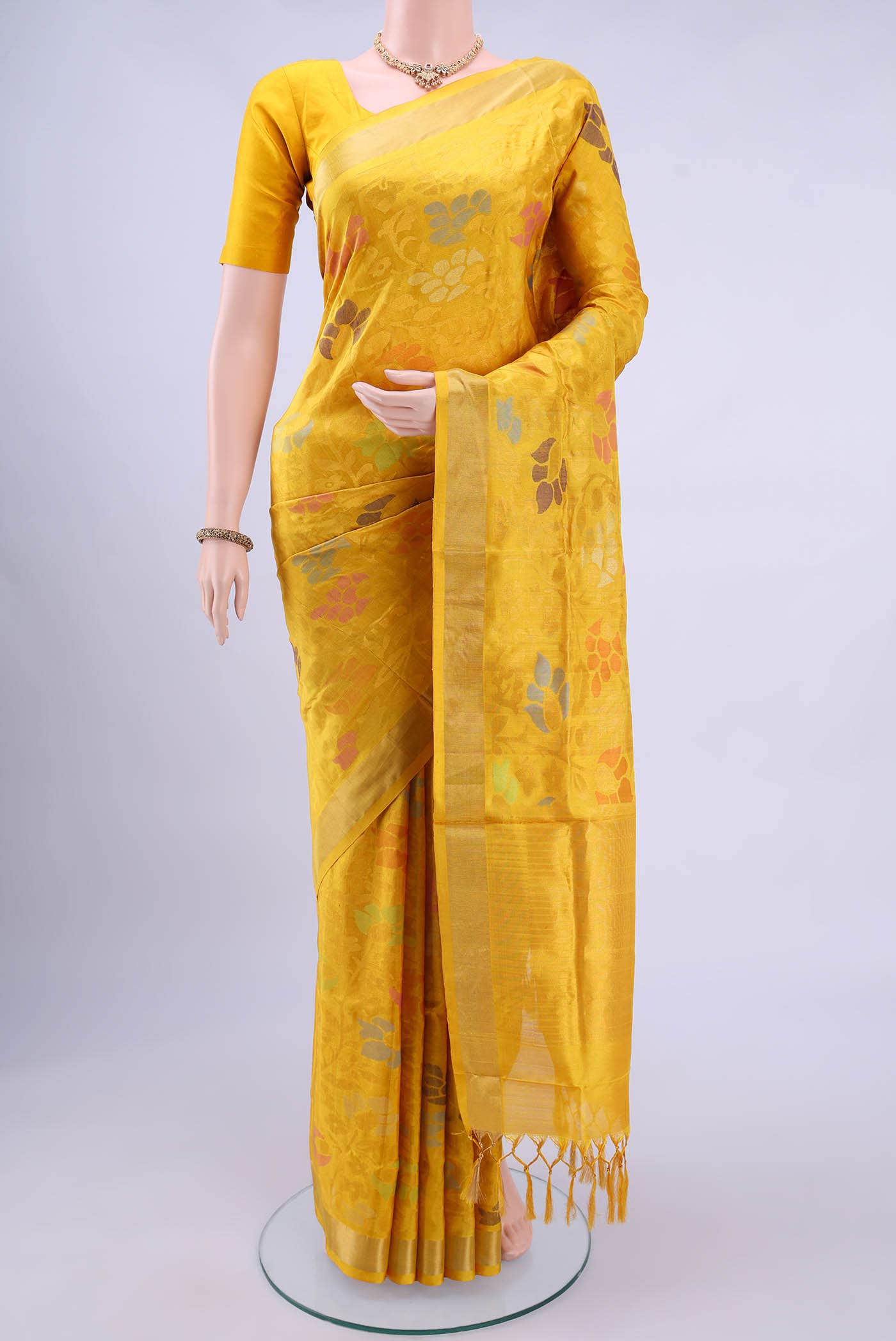 Pure Silk Pure Zari Yellow Uppada Saree
