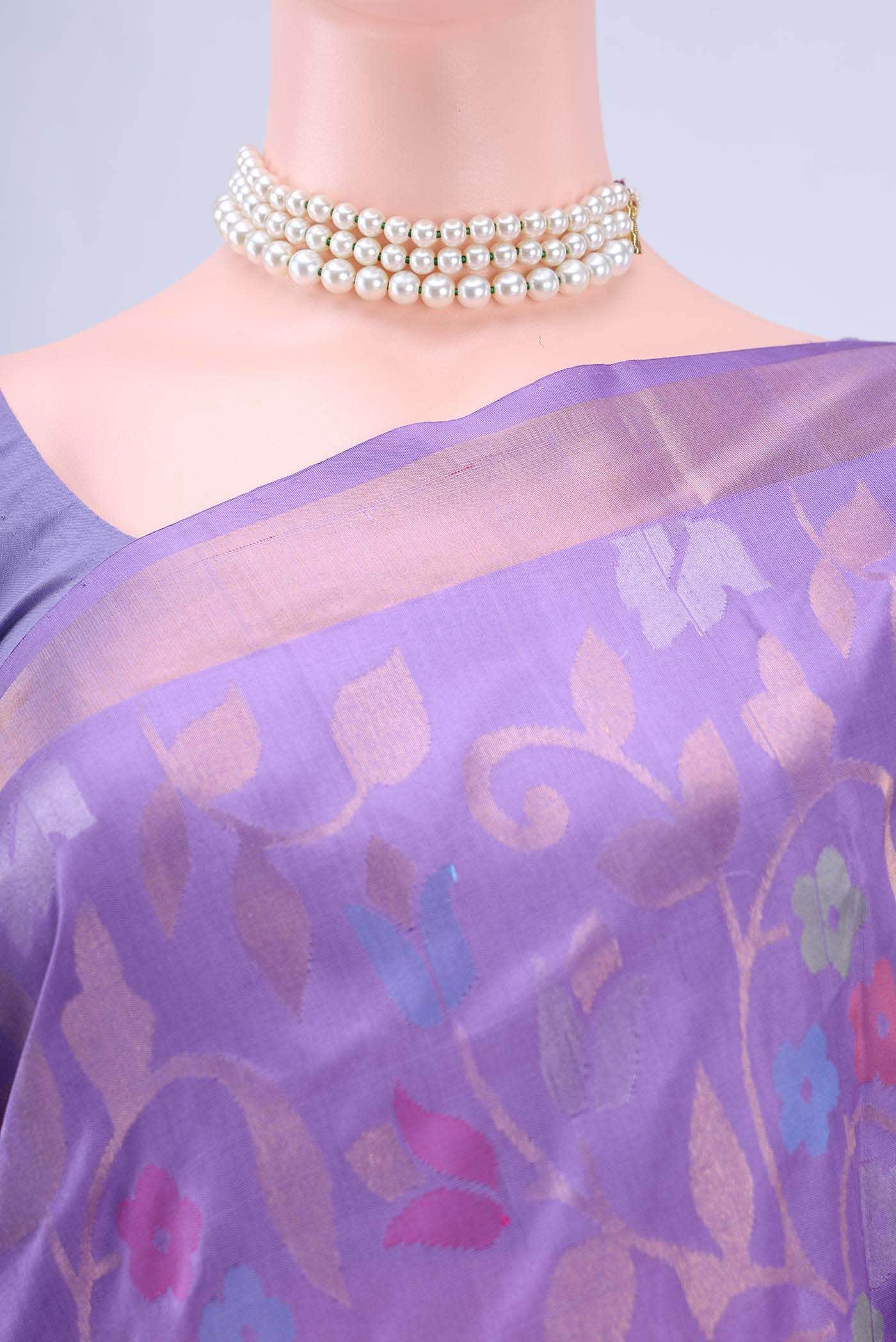 Pure Silk Pure Zari Lavender Uppada Saree