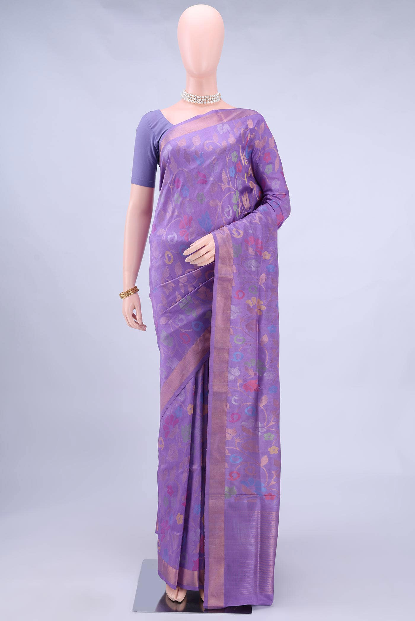 Pure Silk Pure Zari Lavender Uppada Saree
