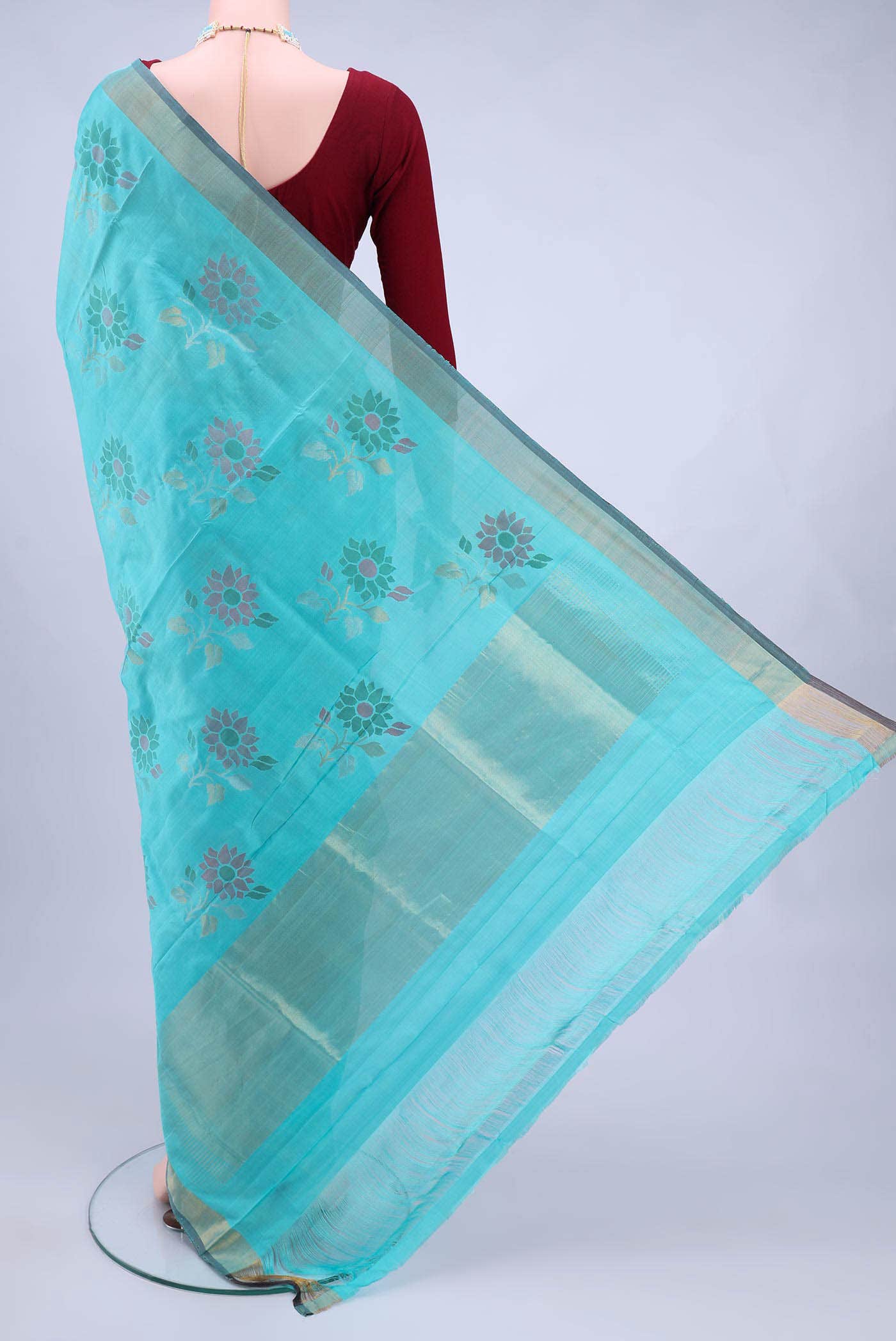 Pure Silk Pure Zari Sky Blue Uppada Saree