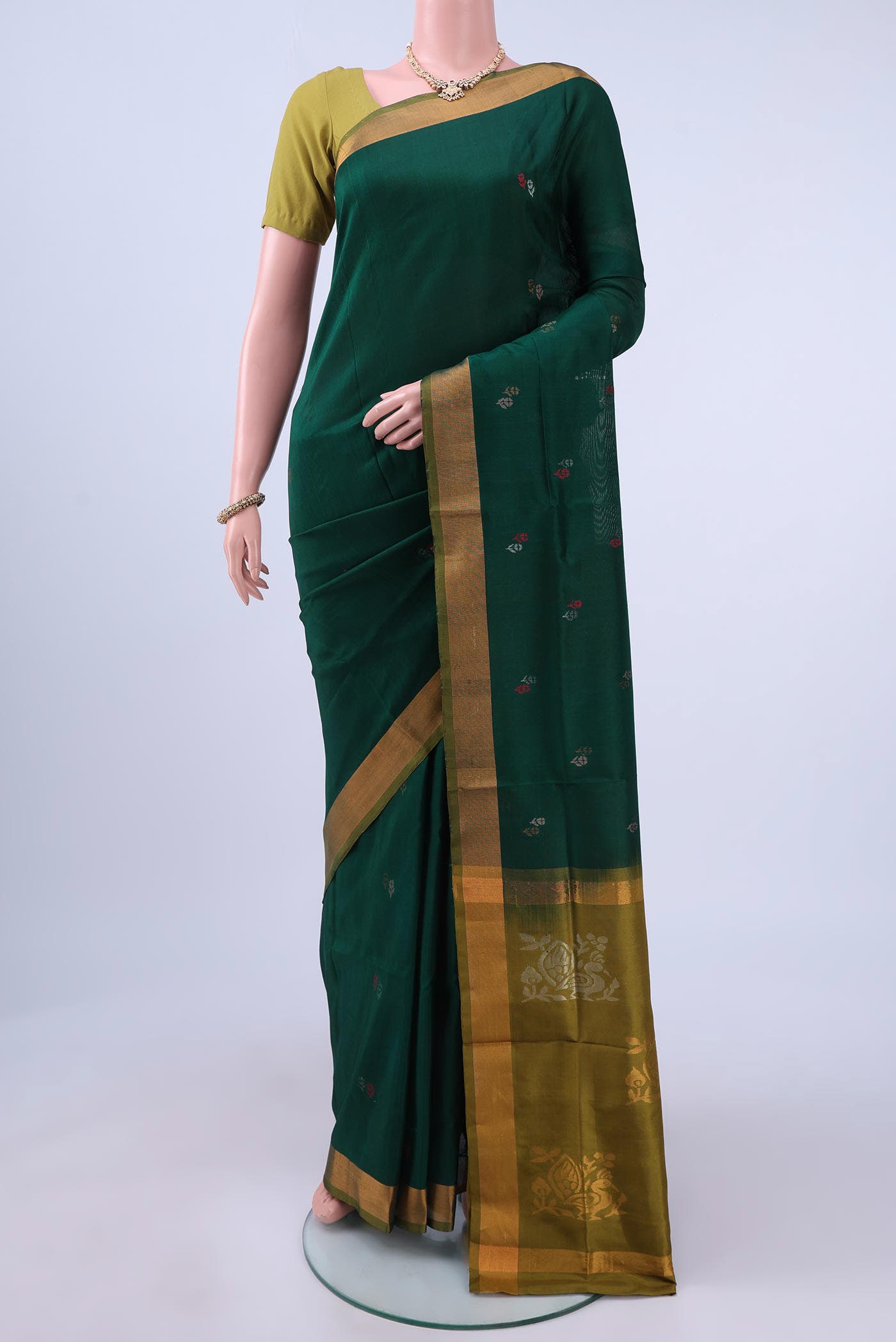 Bottle Green Uppada Silk Saree