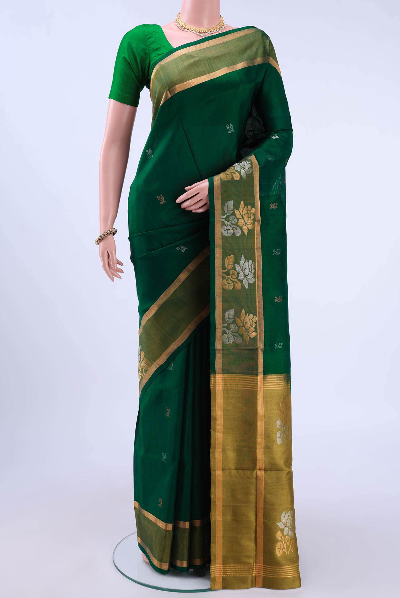 Bottle Green Uppada Silk Saree