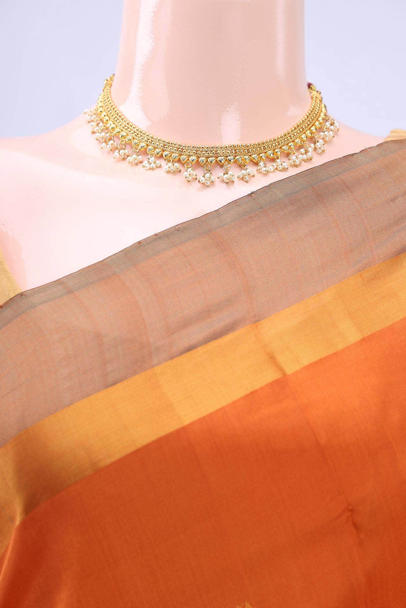 Brick Orange Uppada Silk Saree