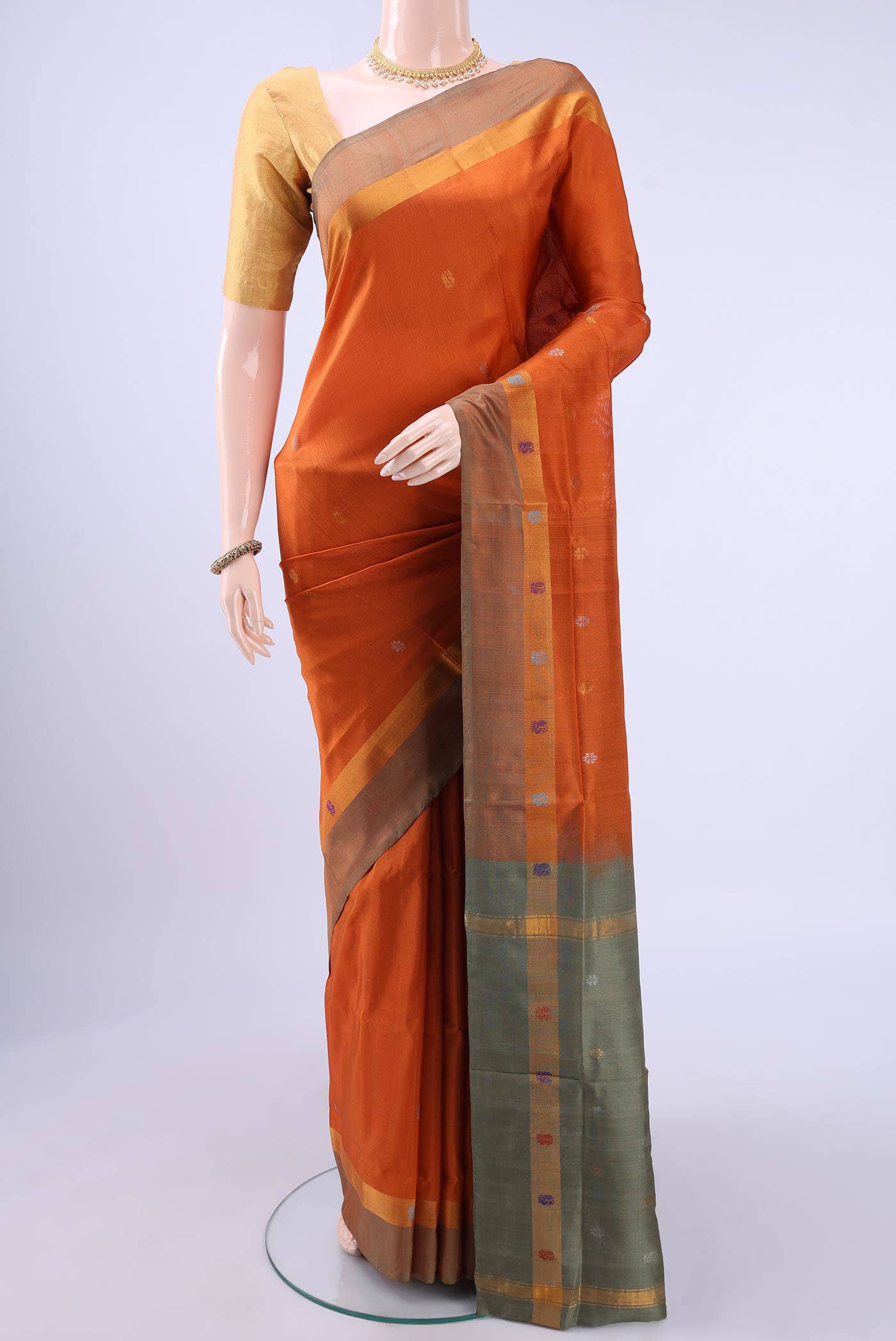 Brick Orange Uppada Silk Saree