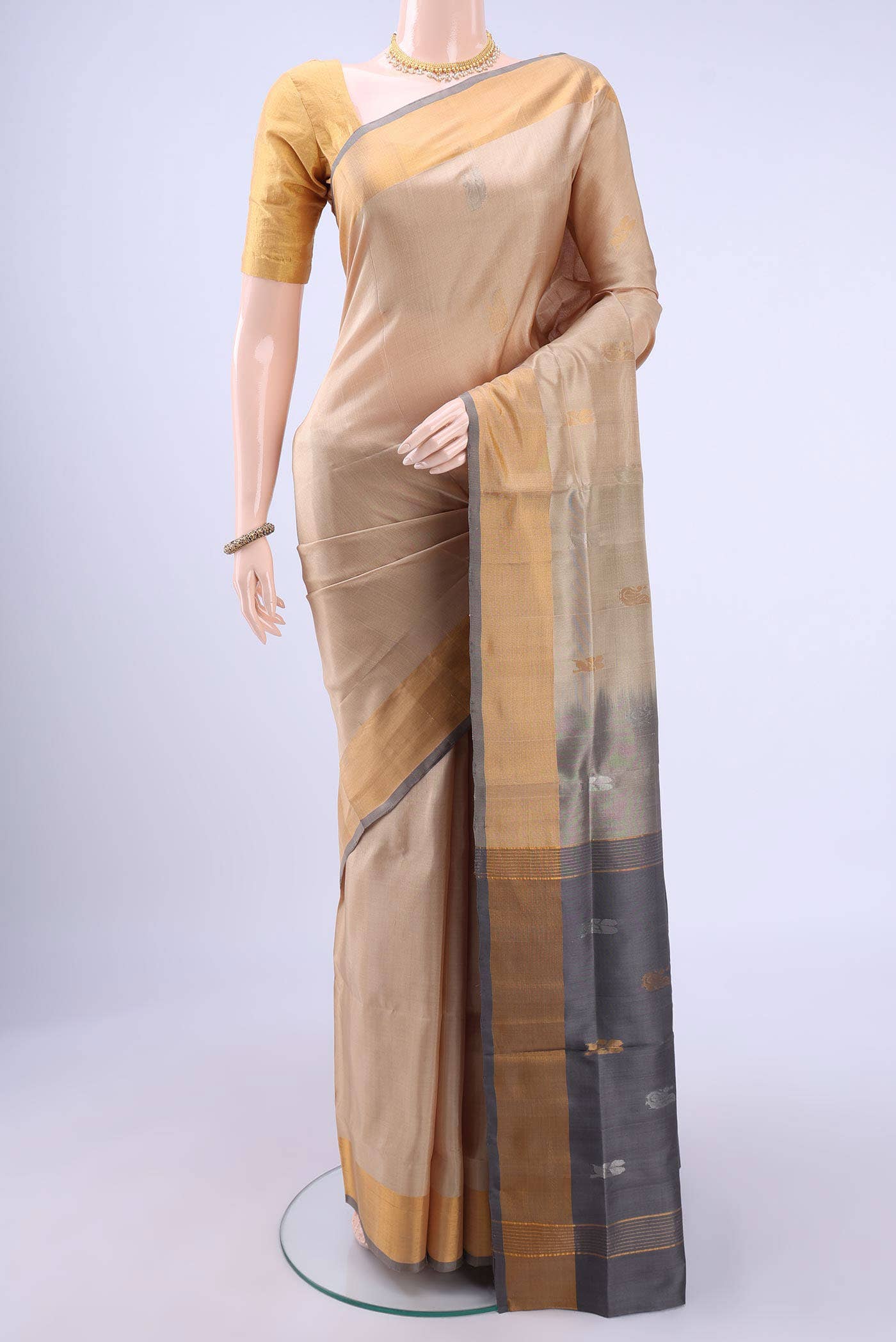 Dark Beige Uppada Silk Saree