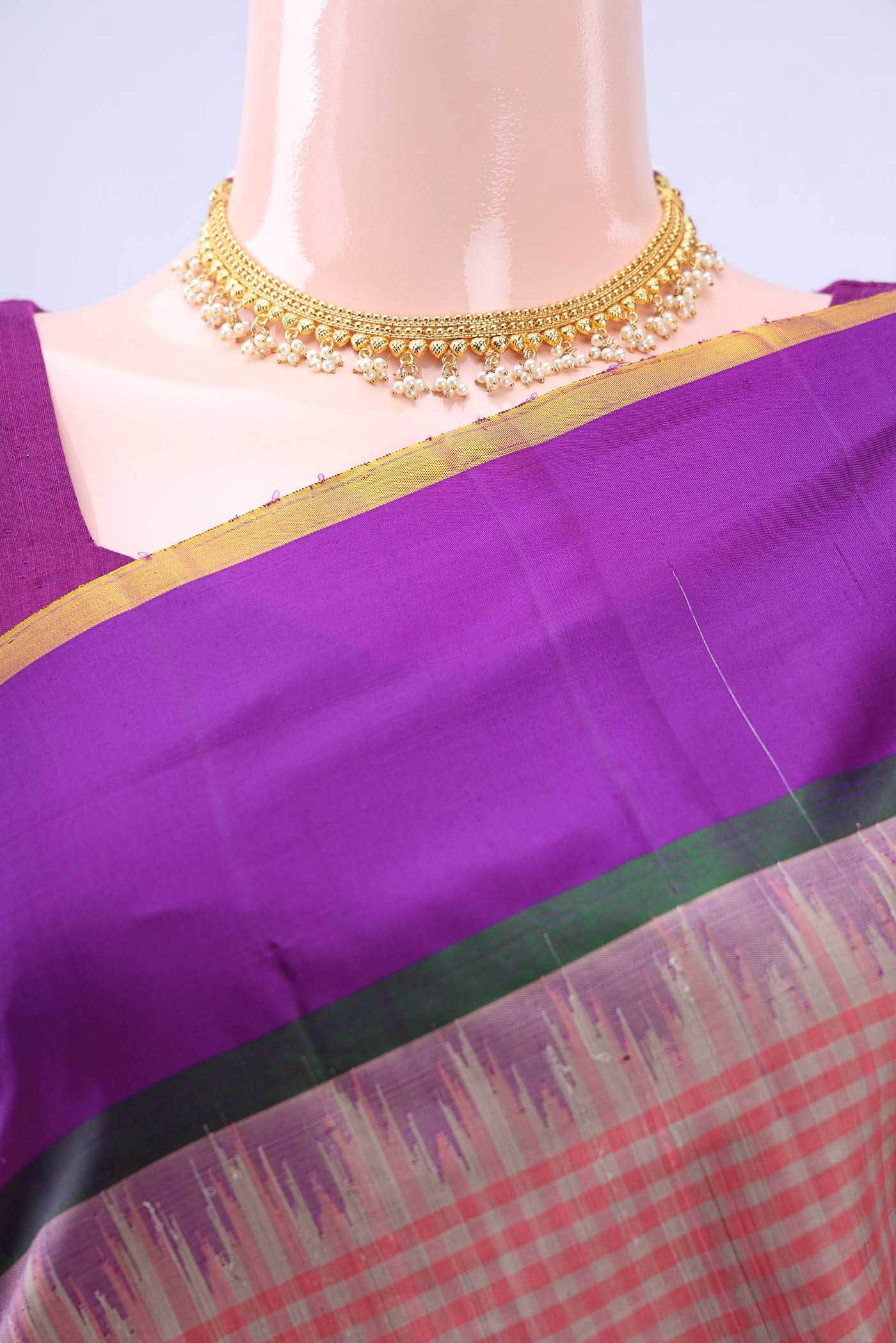 Peach Gadwal Silk Saree