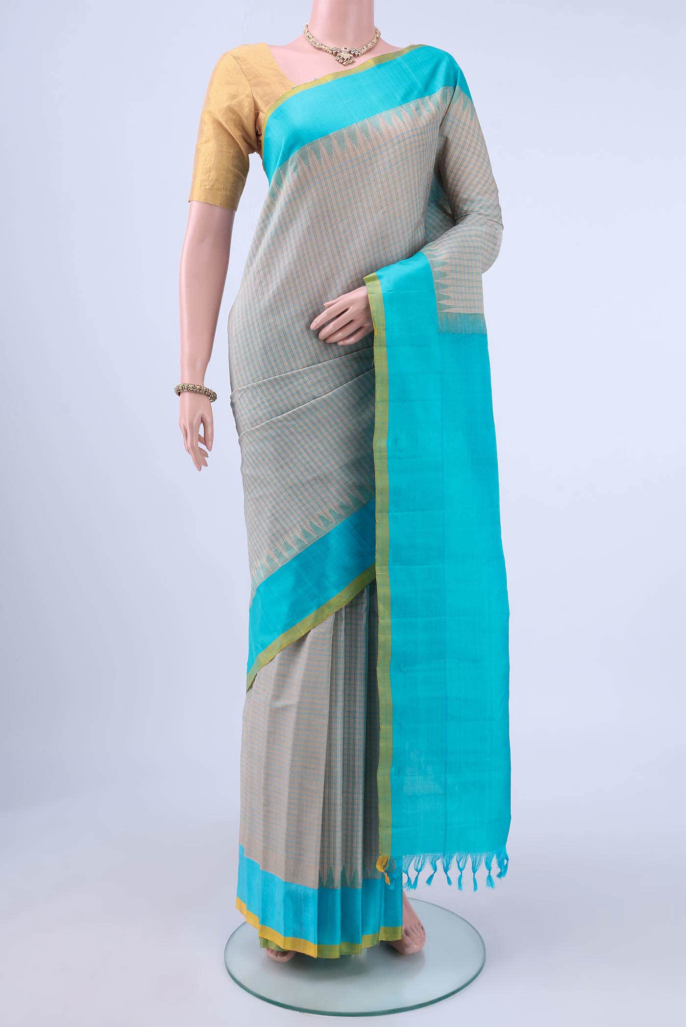 Beige Gadwal Silk Saree