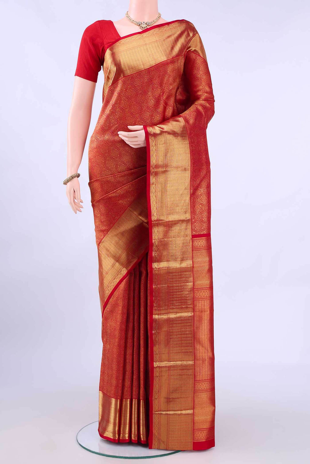 Pure Silk Pure Zari Red Kanchipuram Saree
