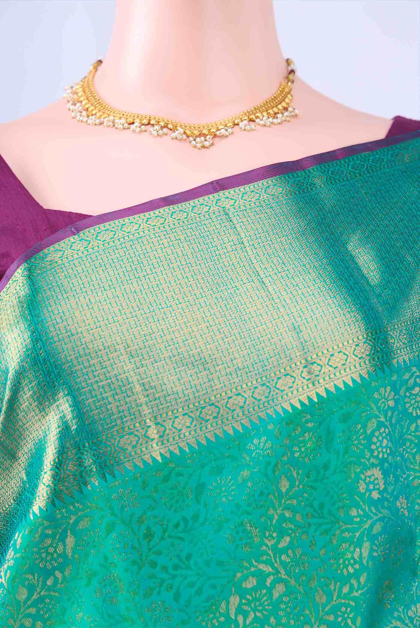 Pure Silk Pure Zari Sea Green Kanchipuram Saree