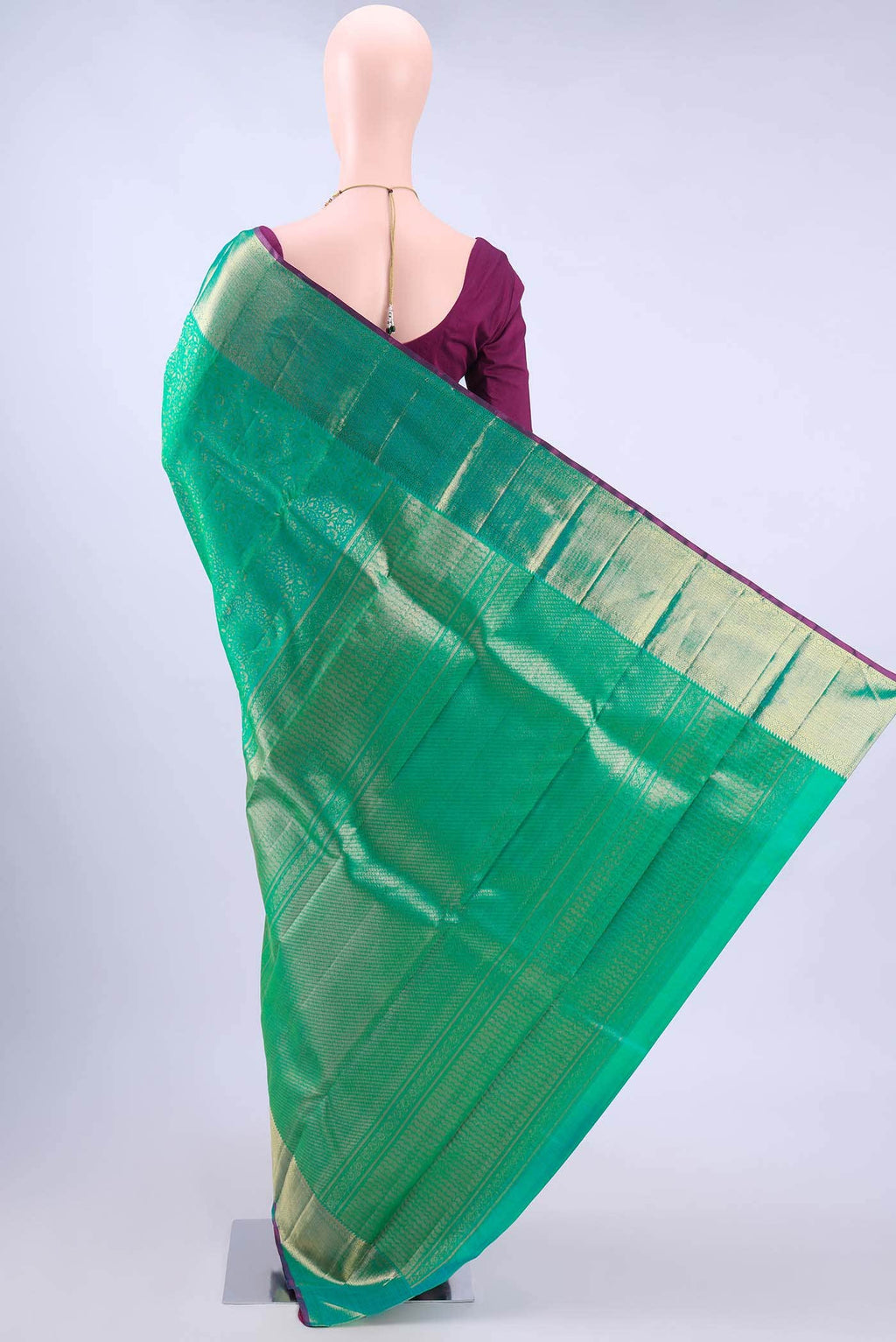 Pure Silk Pure Zari Sea Green Kanchipuram Saree