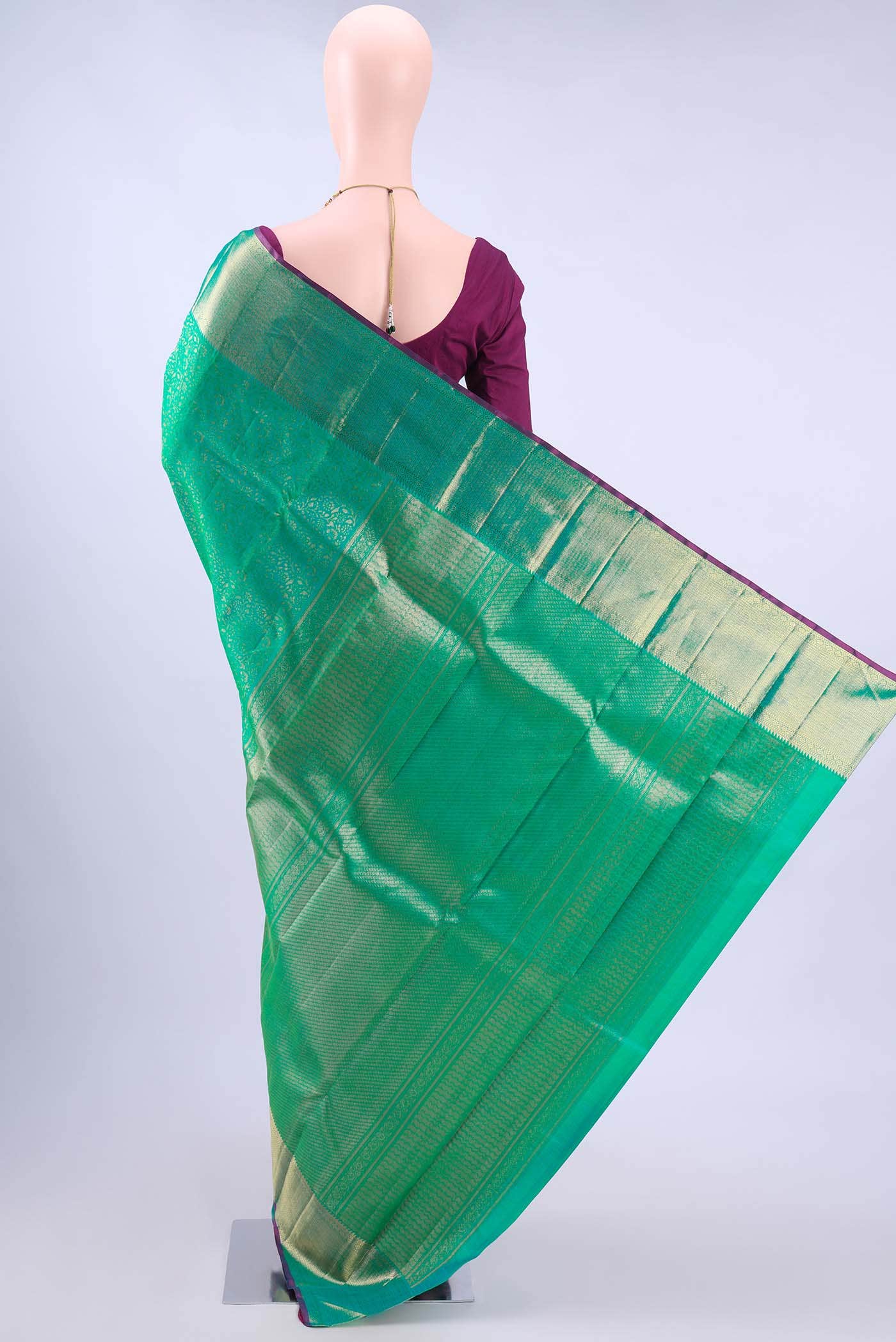 Pure Silk Pure Zari Sea Green Kanchipuram Saree