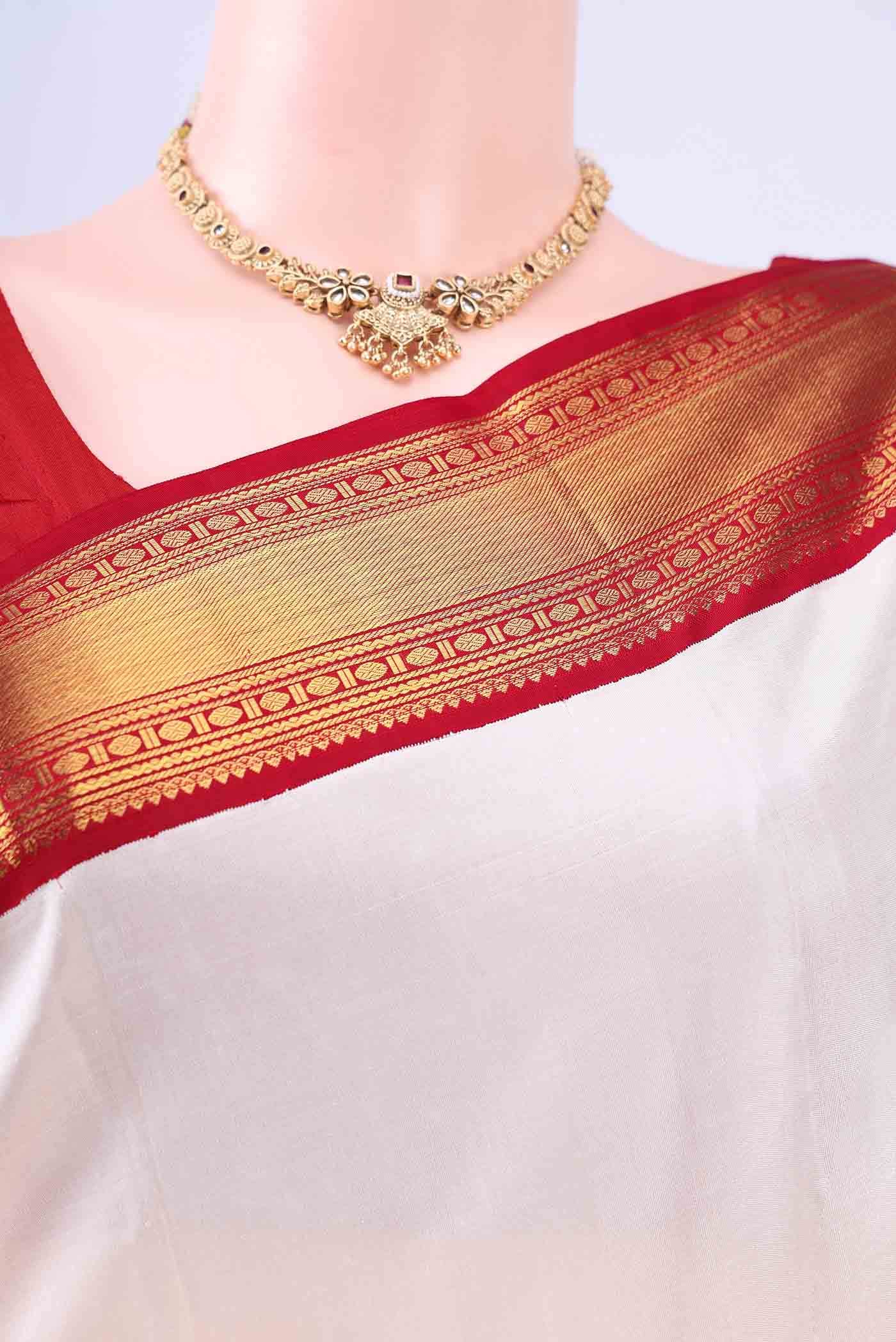 Pure Silk Pure Zari Off White Kanchipuram Saree