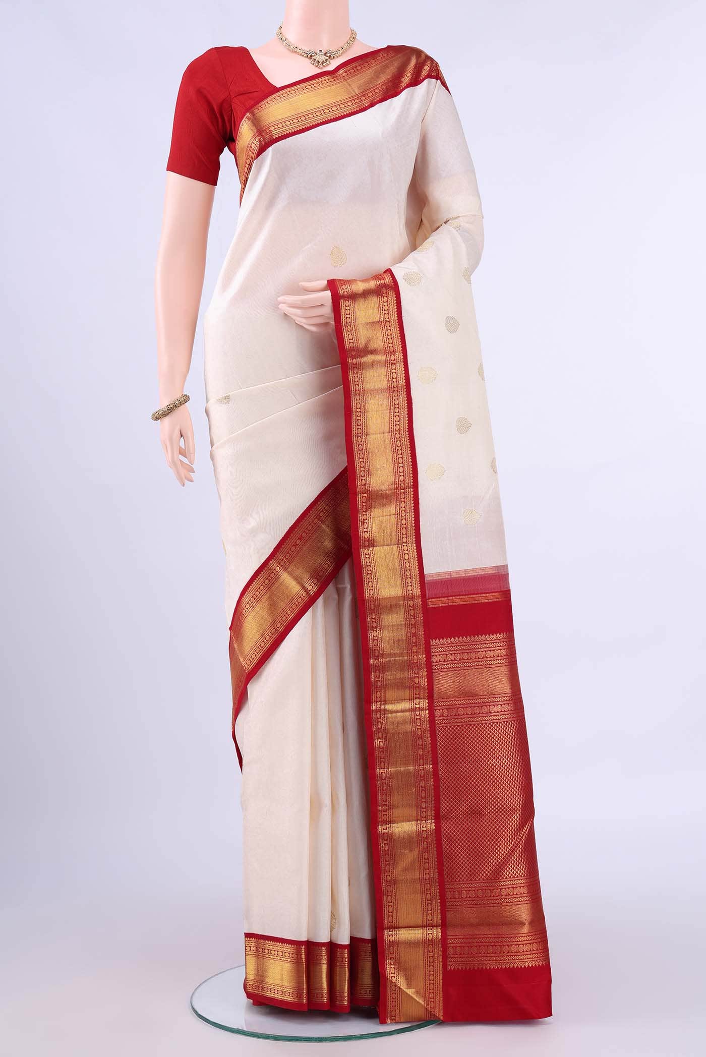 Pure Silk Pure Zari Off White Kanchipuram Saree