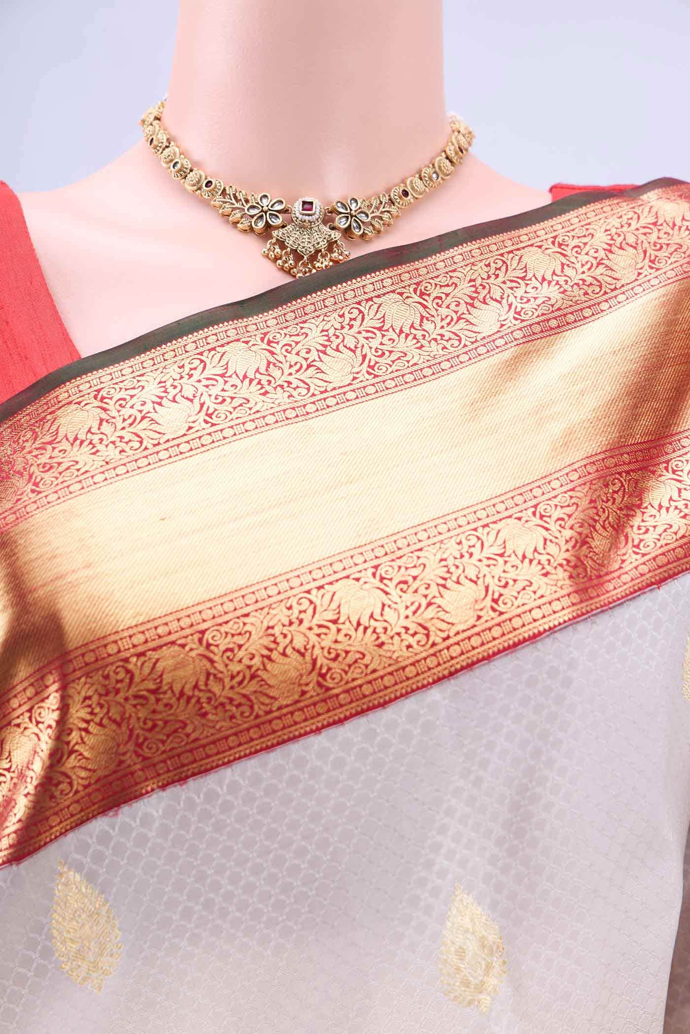 Pure Silk Pure Zari Off White Kanchipuram Saree